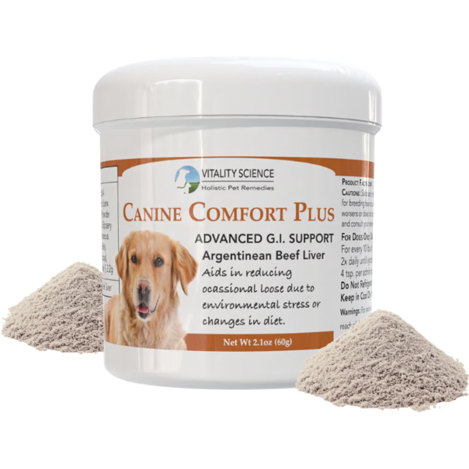 Vitality Science Vitality Science Canine Comfort Plus Beef Liver Formula Digestive Aid Powder Supplement for Dogs, 120-gr