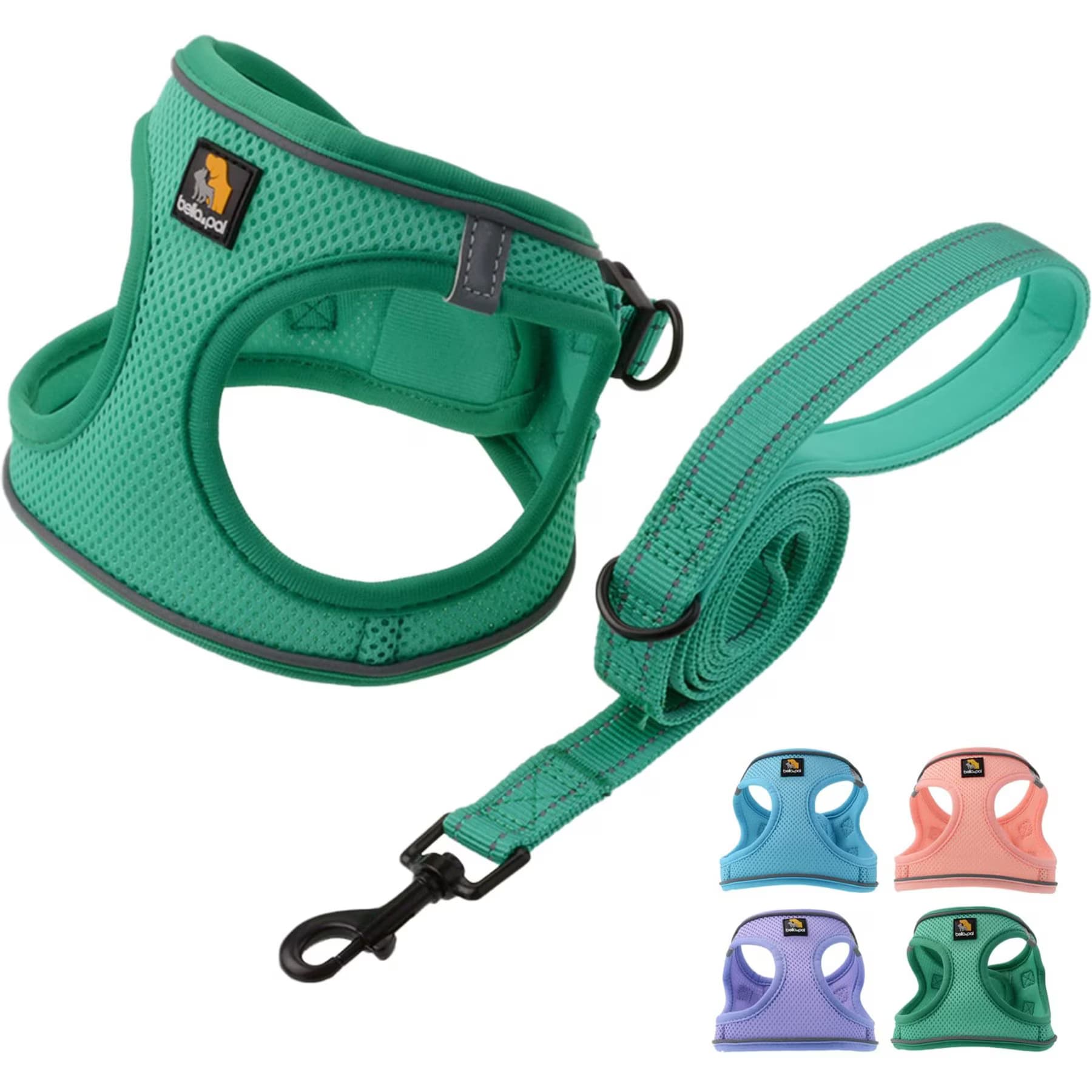 Bella & Pal Bella & Pal OxyMesh Velcro Step-in Harness & Leash Set, Emerald, XX-Small