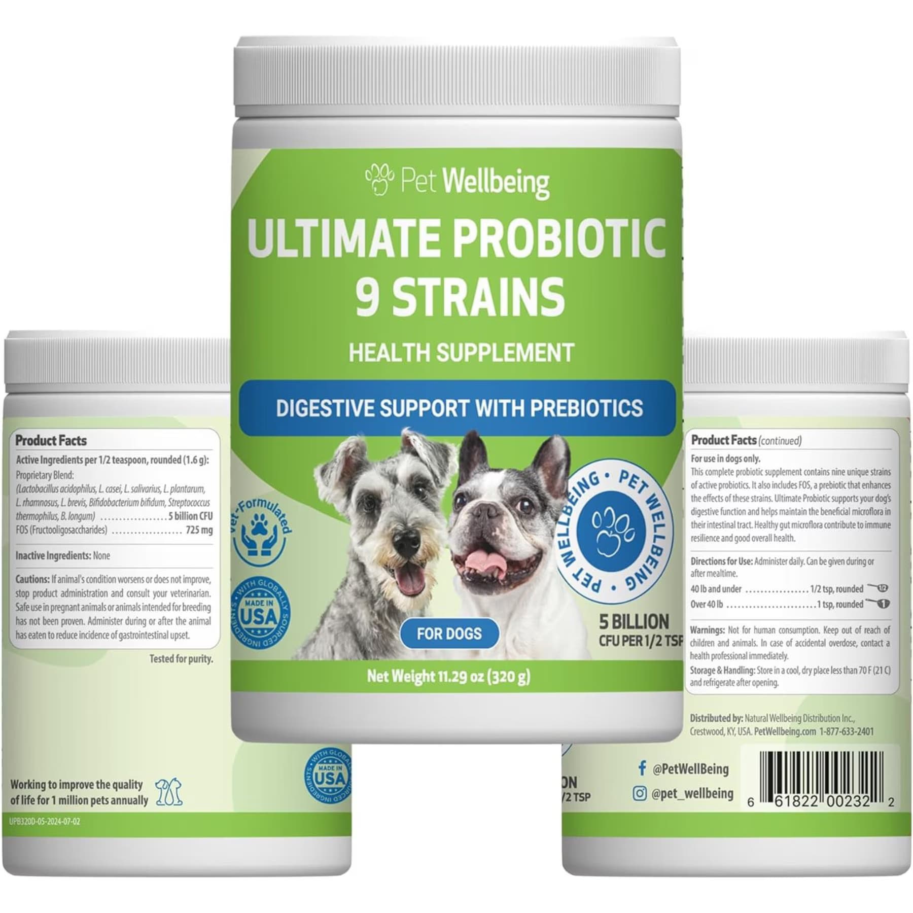 Pet Wellbeing Pet Wellbeing Ultimate Probiotic Powder Digestive Supplement for Dogs, 5.64-oz jar