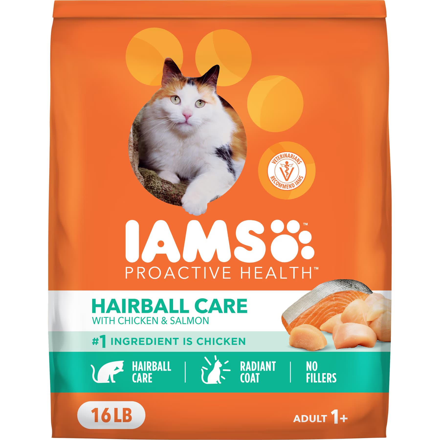 Iams ProActive Health Adult Hairball Care with Chicken & Salmon Dry Cat Food, 32-lb bundle — view 3
