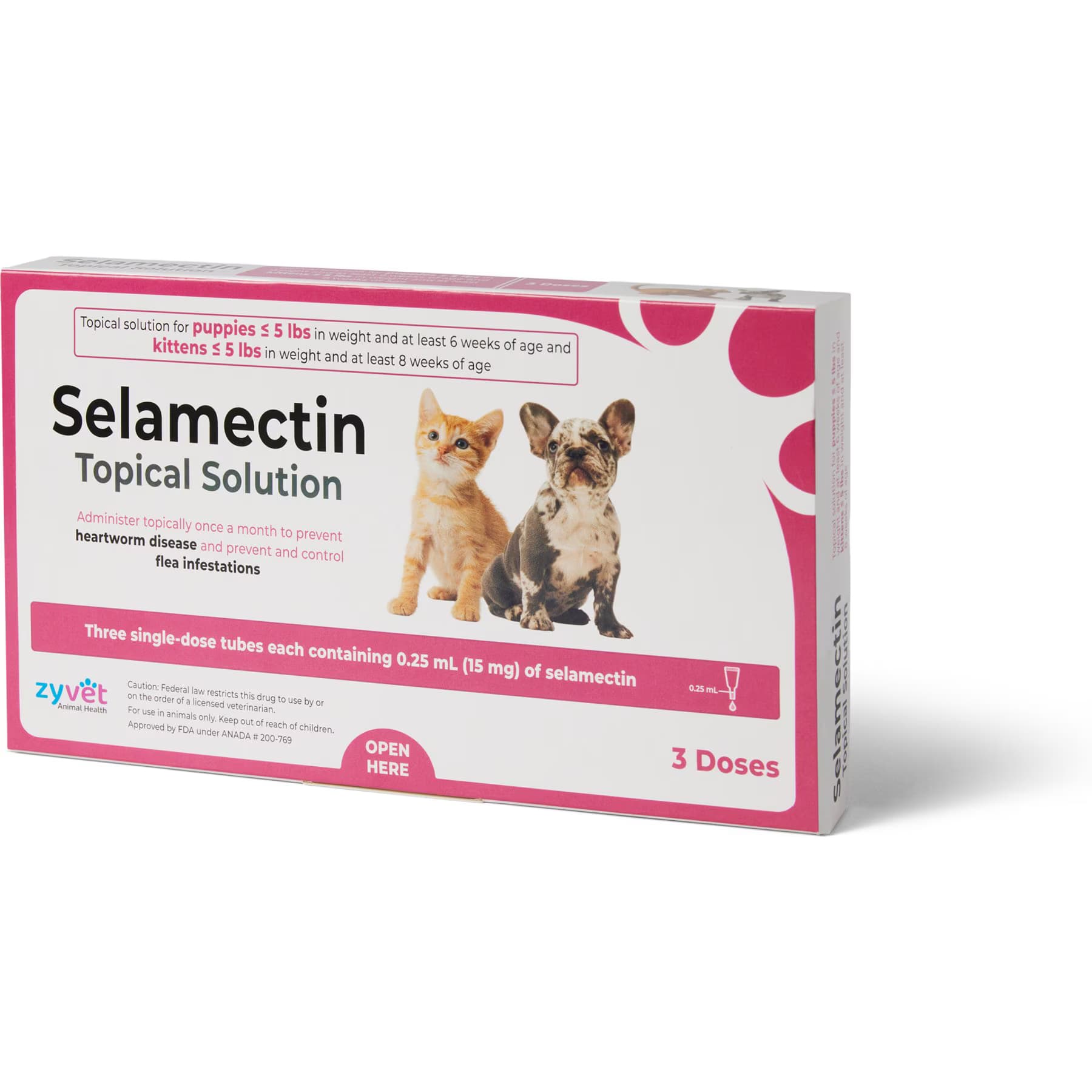 Selamectin Selamectin Topical Solution for Puppies & Kittens, 0-5 lbs (15mg/0.25mL), 6 Doses (6-mos. supply)