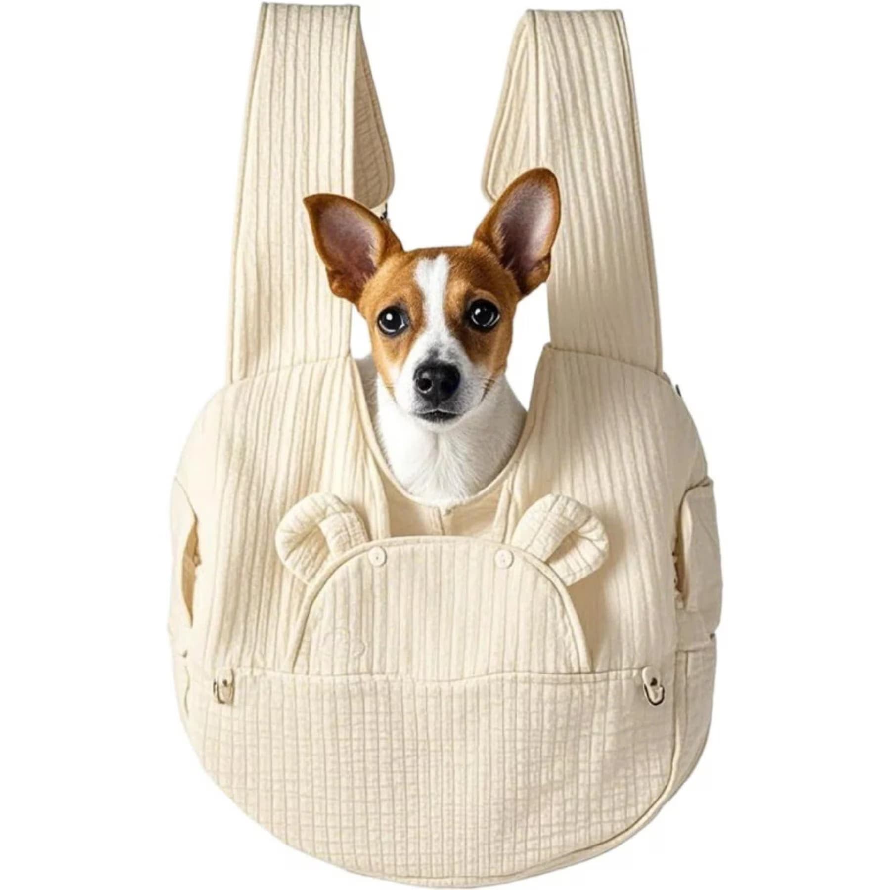 NonoPets NonoPets Ergonomic Hands-Free Soft Front Carrier Sling Dog & Cat Travel Bag, White