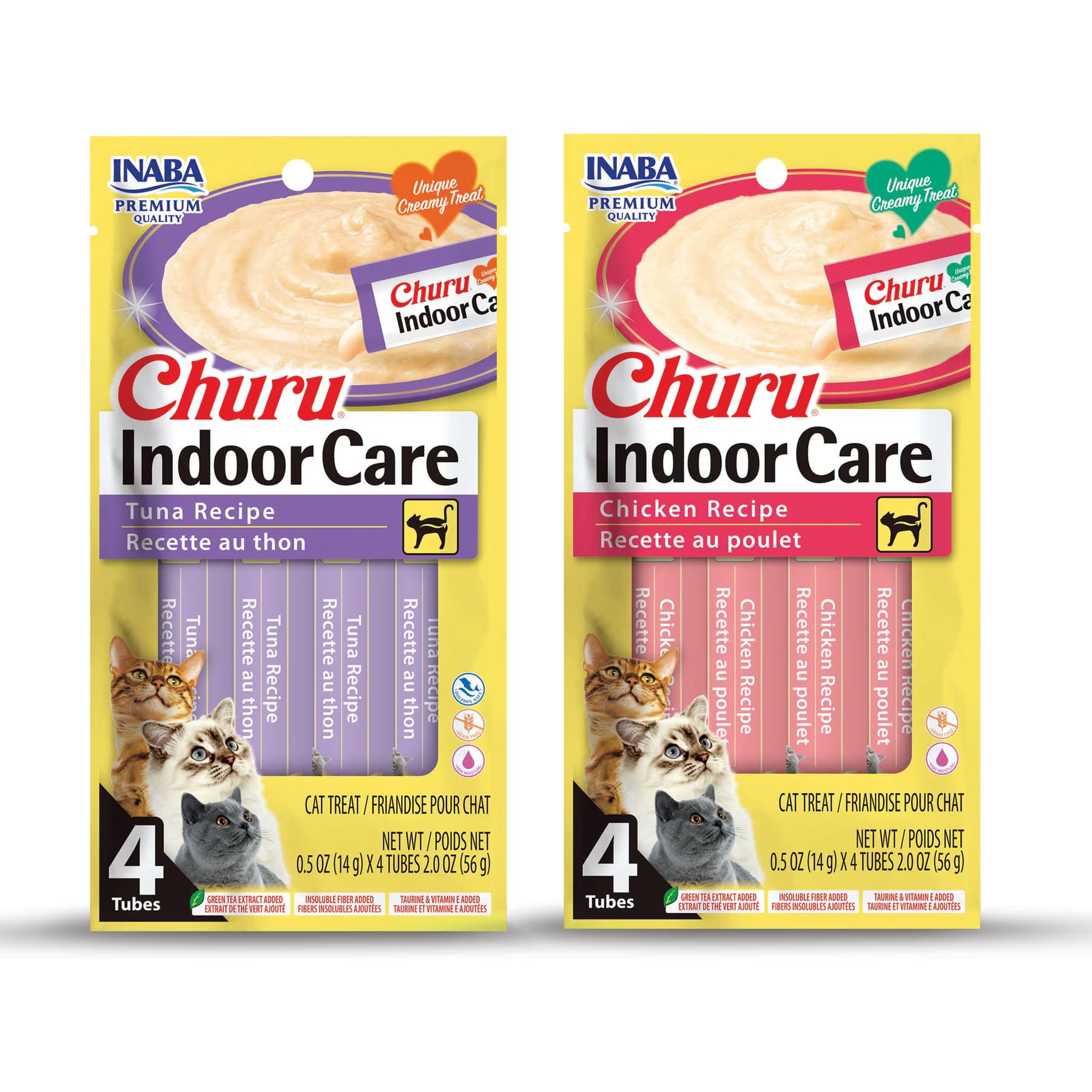 Inaba Inaba Churu Tuna Creamy Puree + Hairball Control Chicken Recipe Lickable Cat Treats