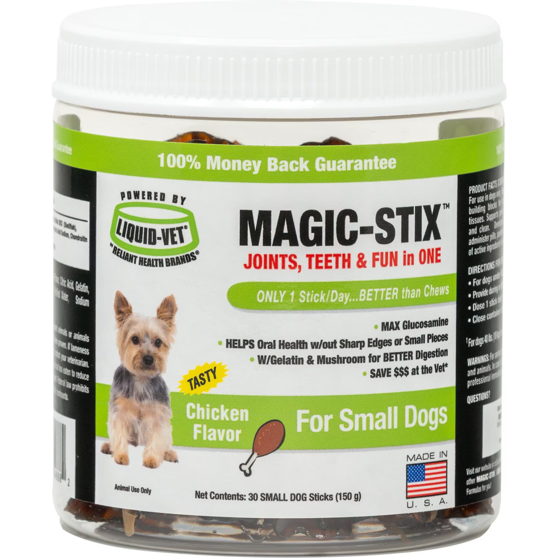 Liquid-Vet Liquid-Vet MAGIC-STIX Joints, Teeth & Fun in One Chicken Flavor Chew Supplement for Small Dogs