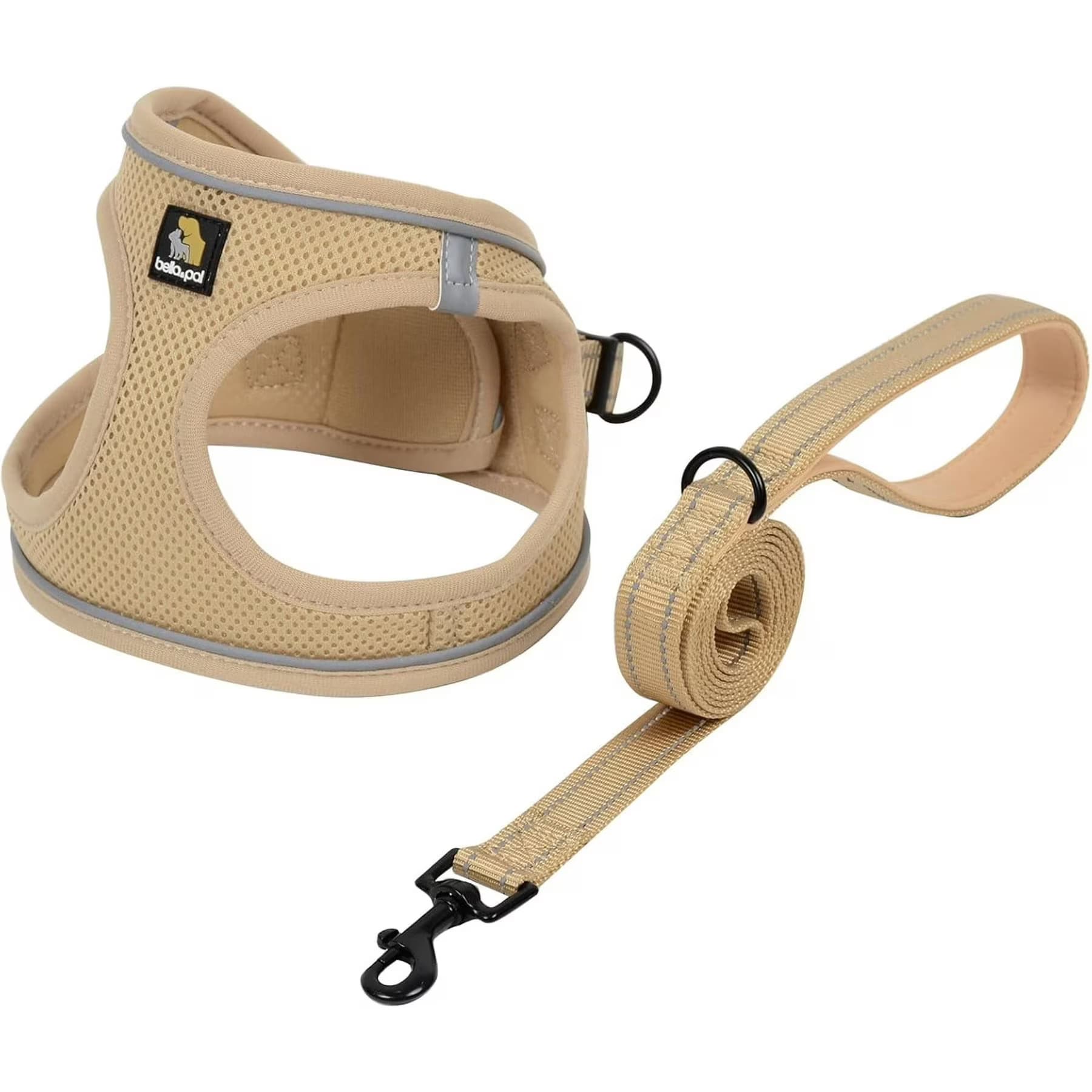 Bella & Pal Bella & Pal OxyMesh Velcro Step-in Harness & Leash Set, Khaki, XX-Small