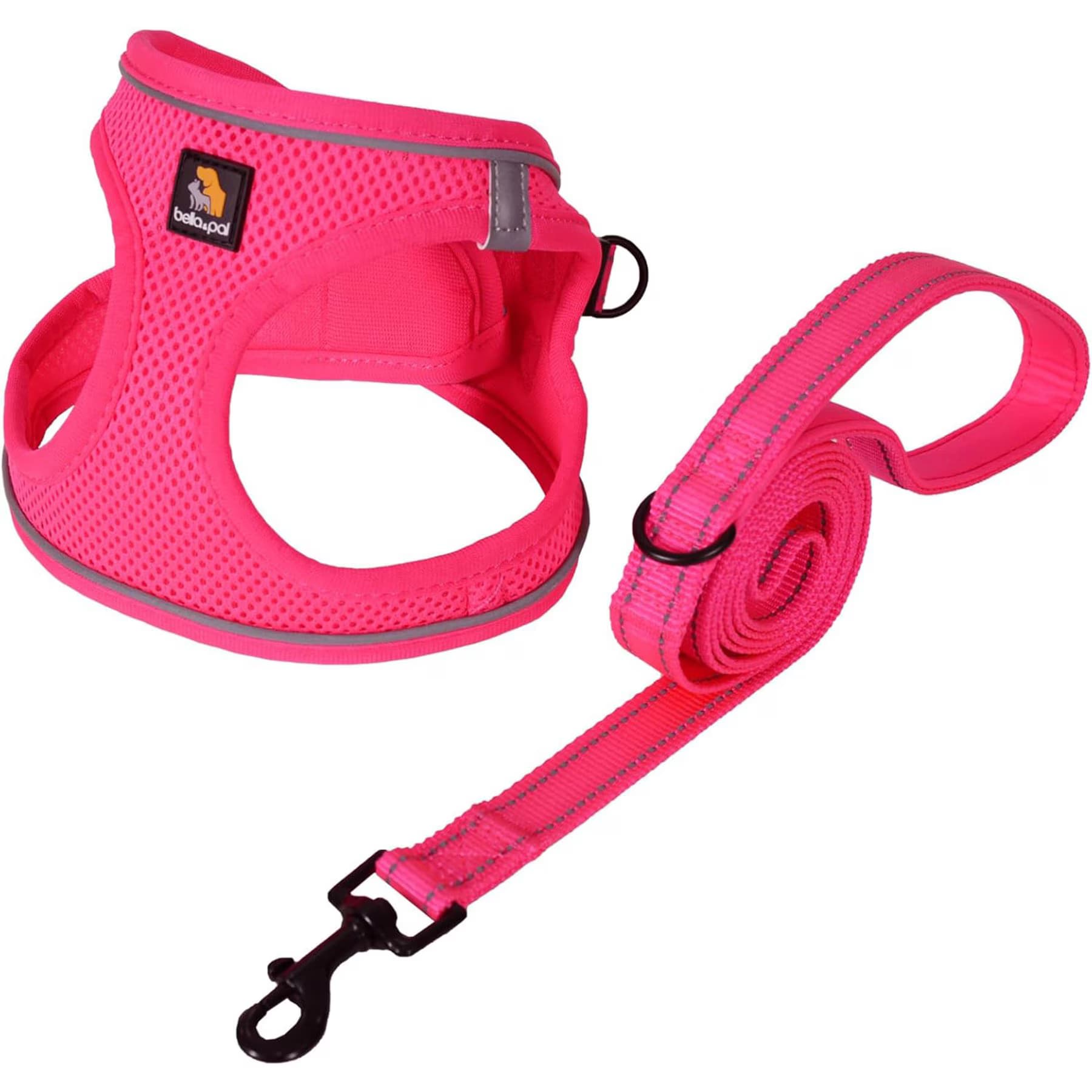 Bella & Pal OxyMesh Velcro Step-in Harness & Leash Set, Hot Pink, XX-Small — view 5