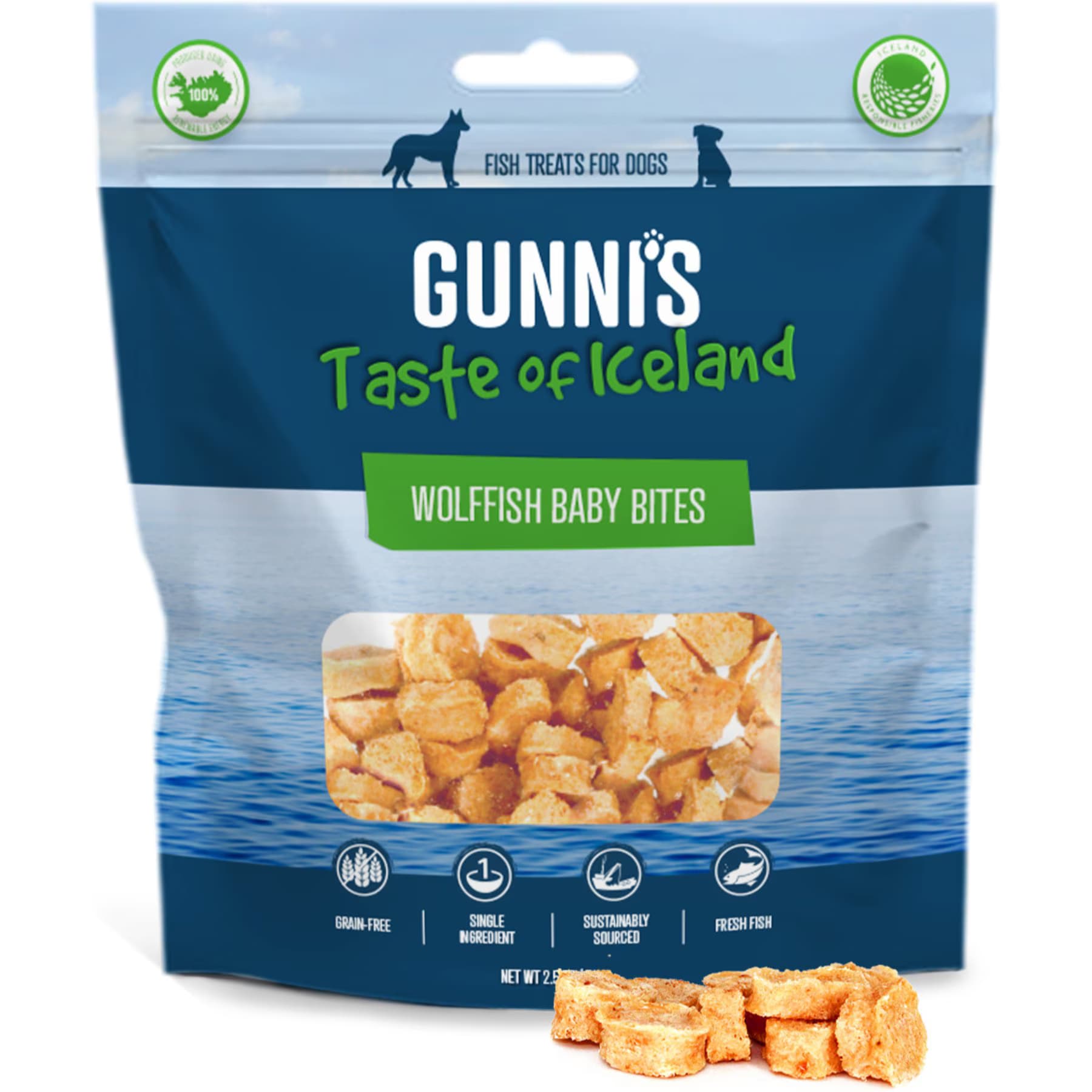 Gunnis Taste of Iceland Gunnis Taste of Iceland Wolffish Baby Bites Dehydrated Dog Treats