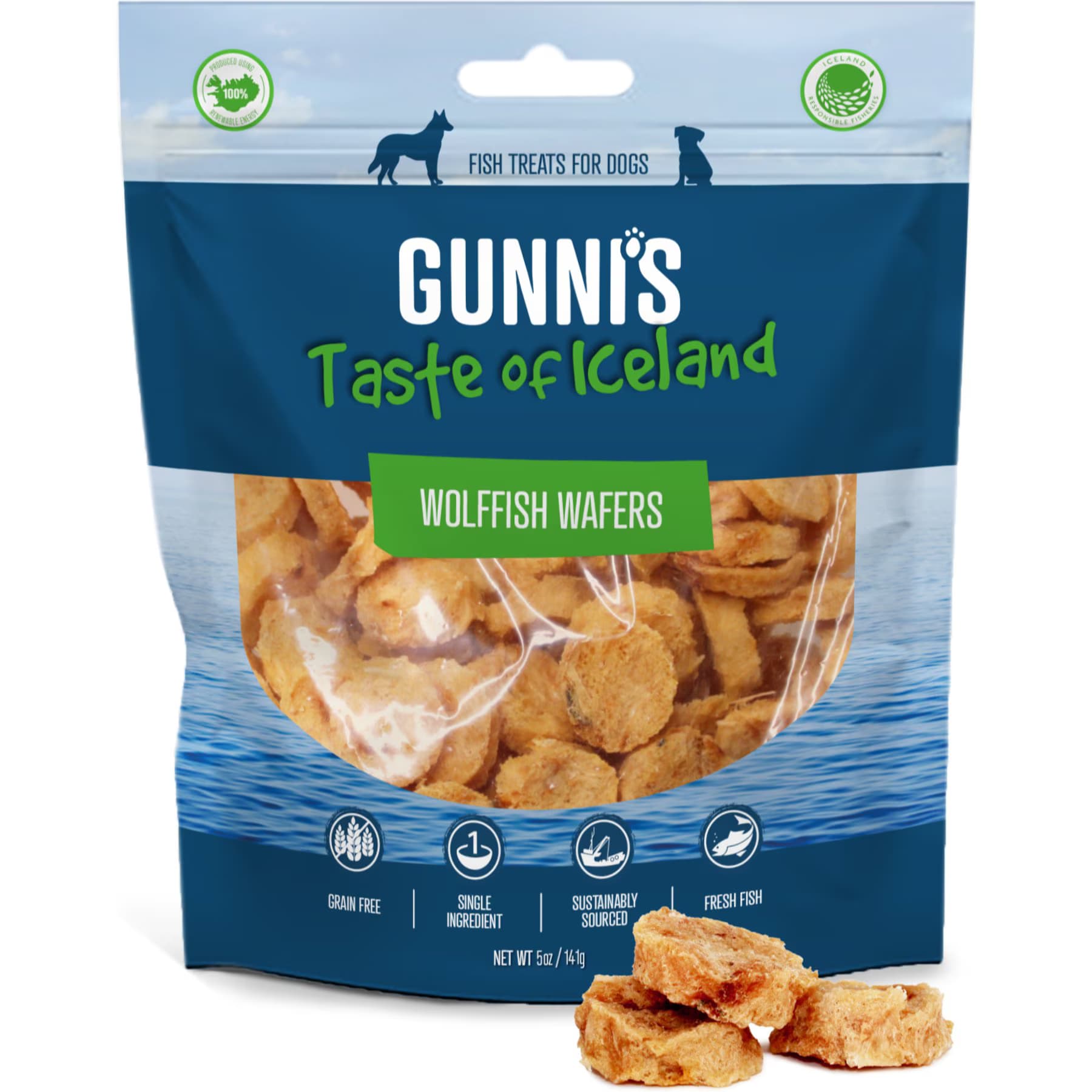 Gunnis Taste of Iceland Gunnis Taste of Iceland Wolffish Wafers Dehydrated Dog Treats