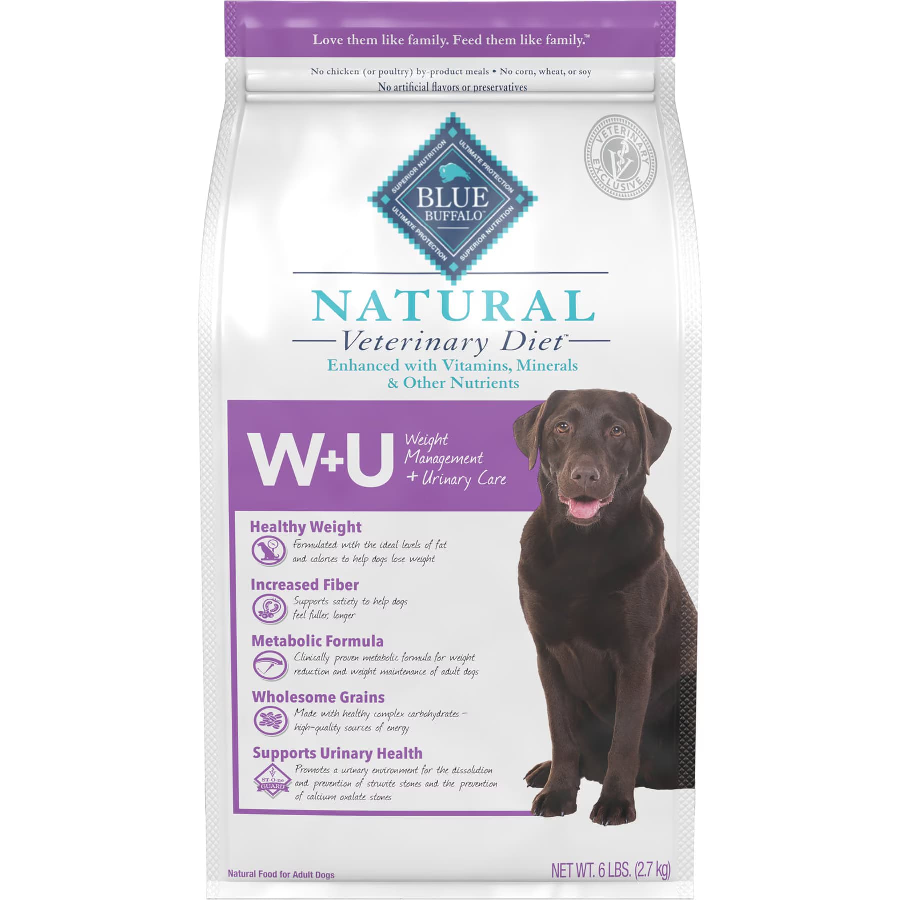 Blue Buffalo Natural Veterinary Diet Blue Buffalo Natural Veterinary Diet W+U Weight Management + Urinary Care Dry Dog Food