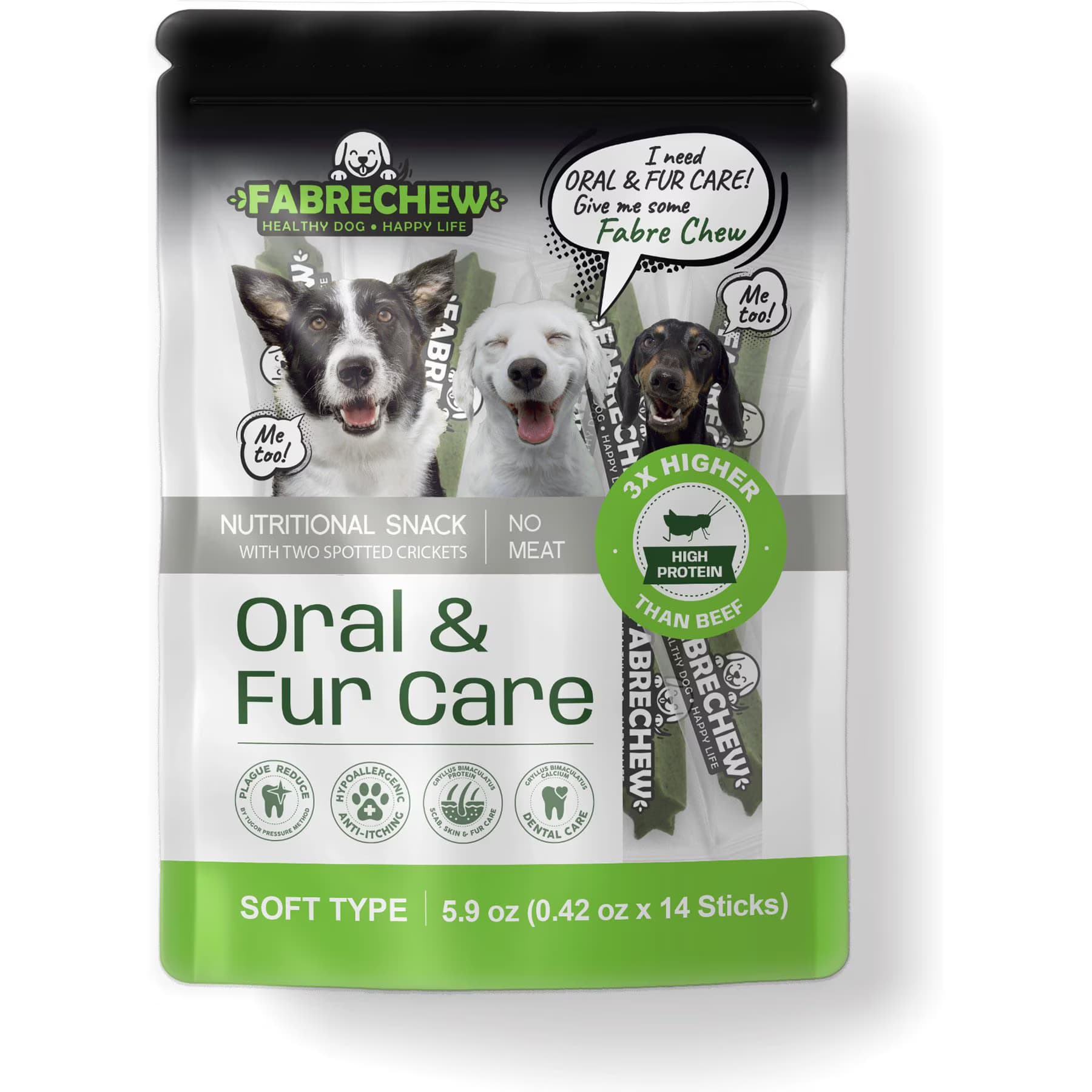 Fabrechew Fabrechew Green Oral Care Chew Stick Supplement for Dogs