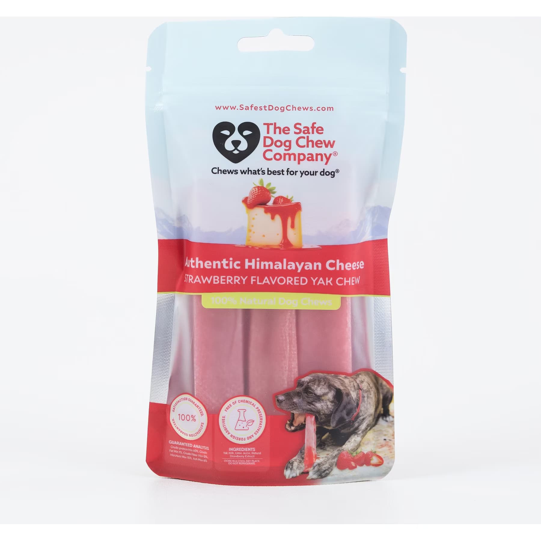 Safe Dog Chew Safe Dog Chew Strawberry Flavored Yak Dog Himalayan Chew Treats, Small: 4-in