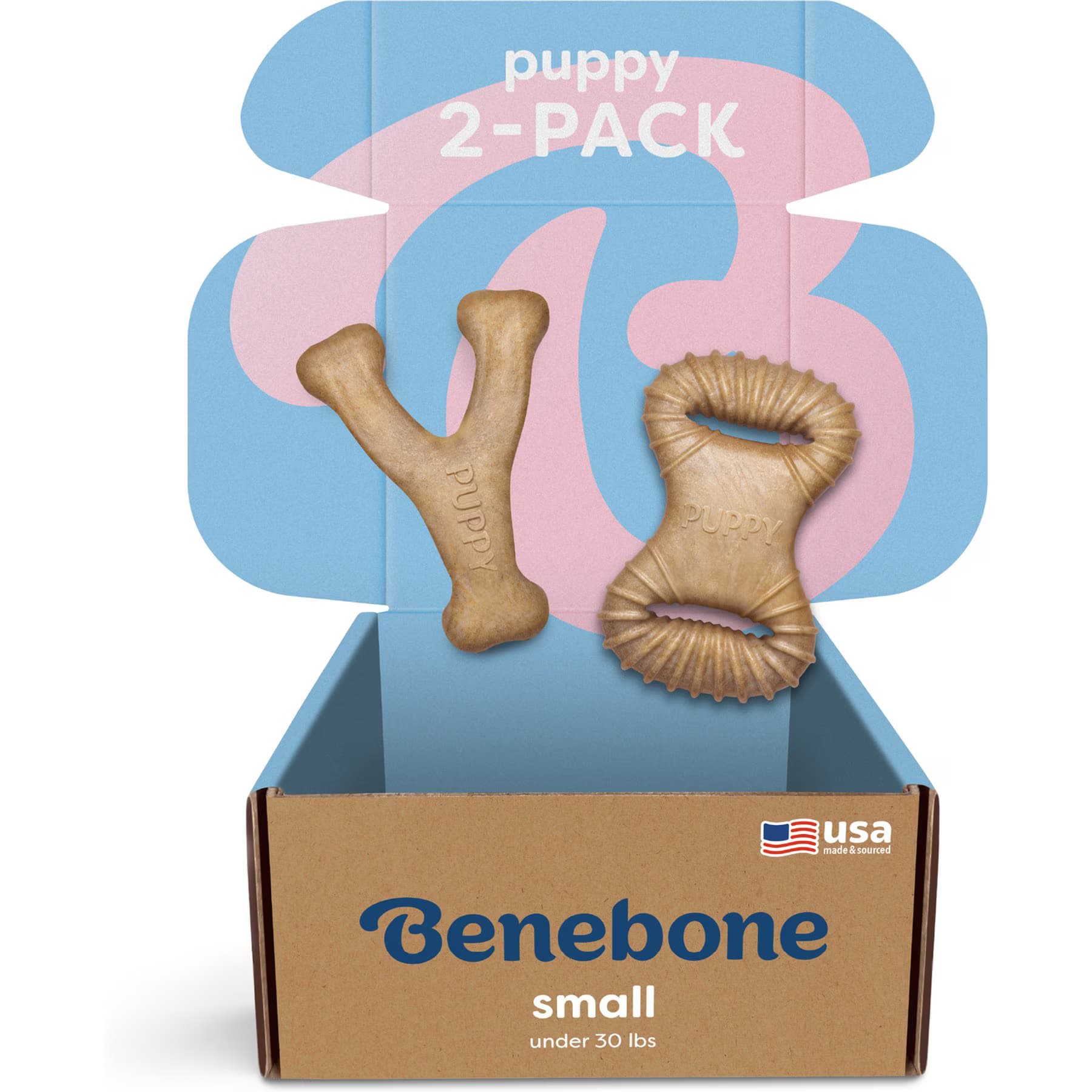 Benebone Benebone Puppy Dental Chew & Wishbone Chicken Flavor Dog Toys, Small