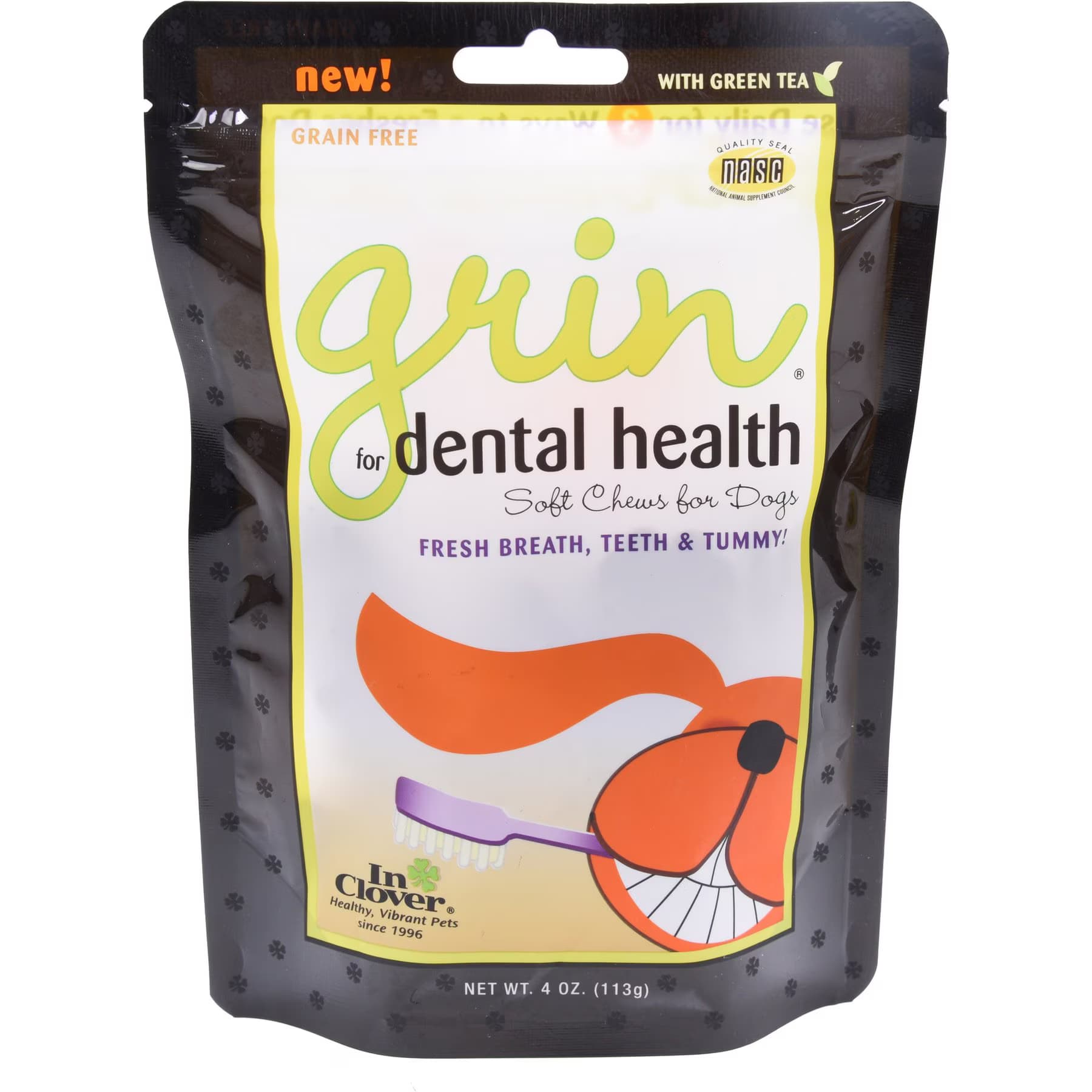InClover InClover Grin Dental Soft Chew Supplement for Dogs, 113-gm bag