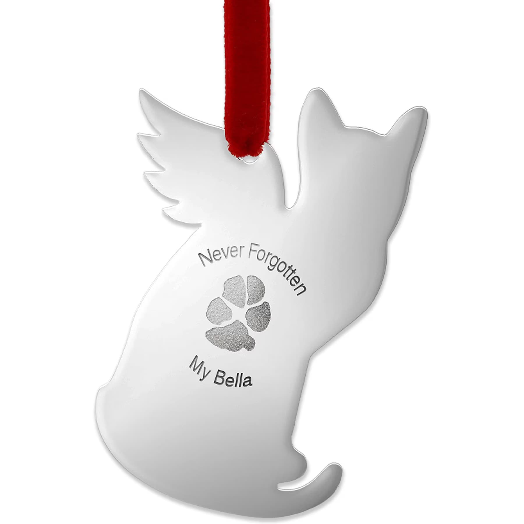 Thumbies Thumbies Stainless Custom Pet Paw Print Cat Ornament, Silver