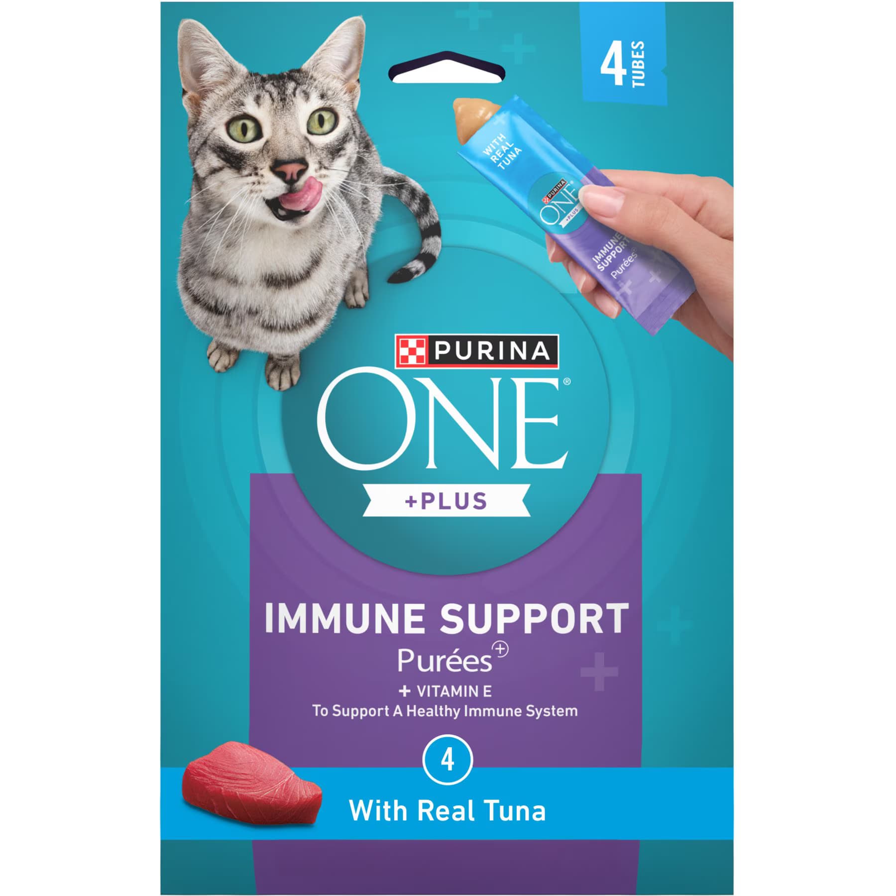 Purina ONE Purina ONE Immune Support Tuna Puree Indoor Lickable Cat Treats, 1.4-oz sleeve