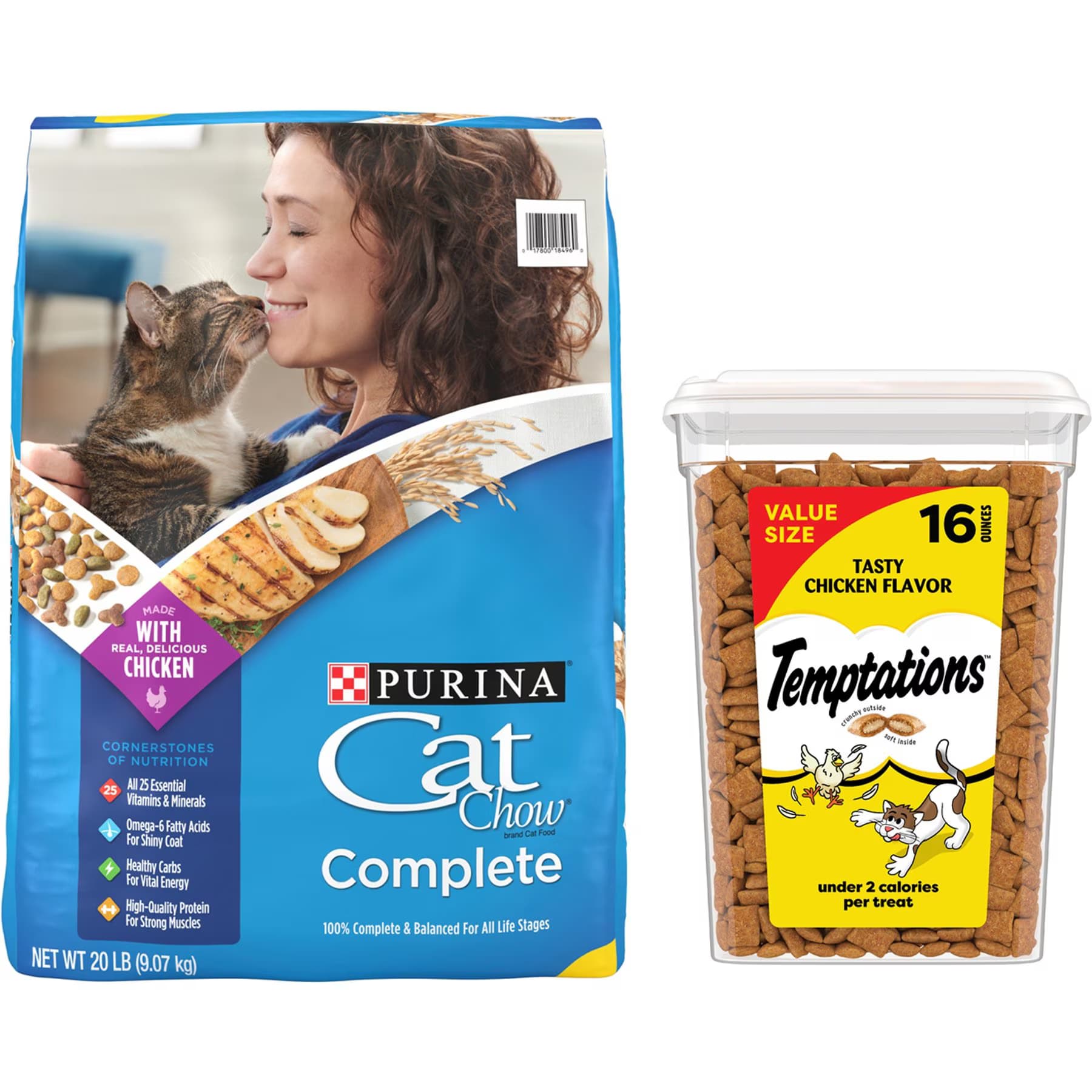 Temptations||Cat Chow Temptations Classic Tasty Chicken Treats + Cat Chow Complete Dry Cat Food