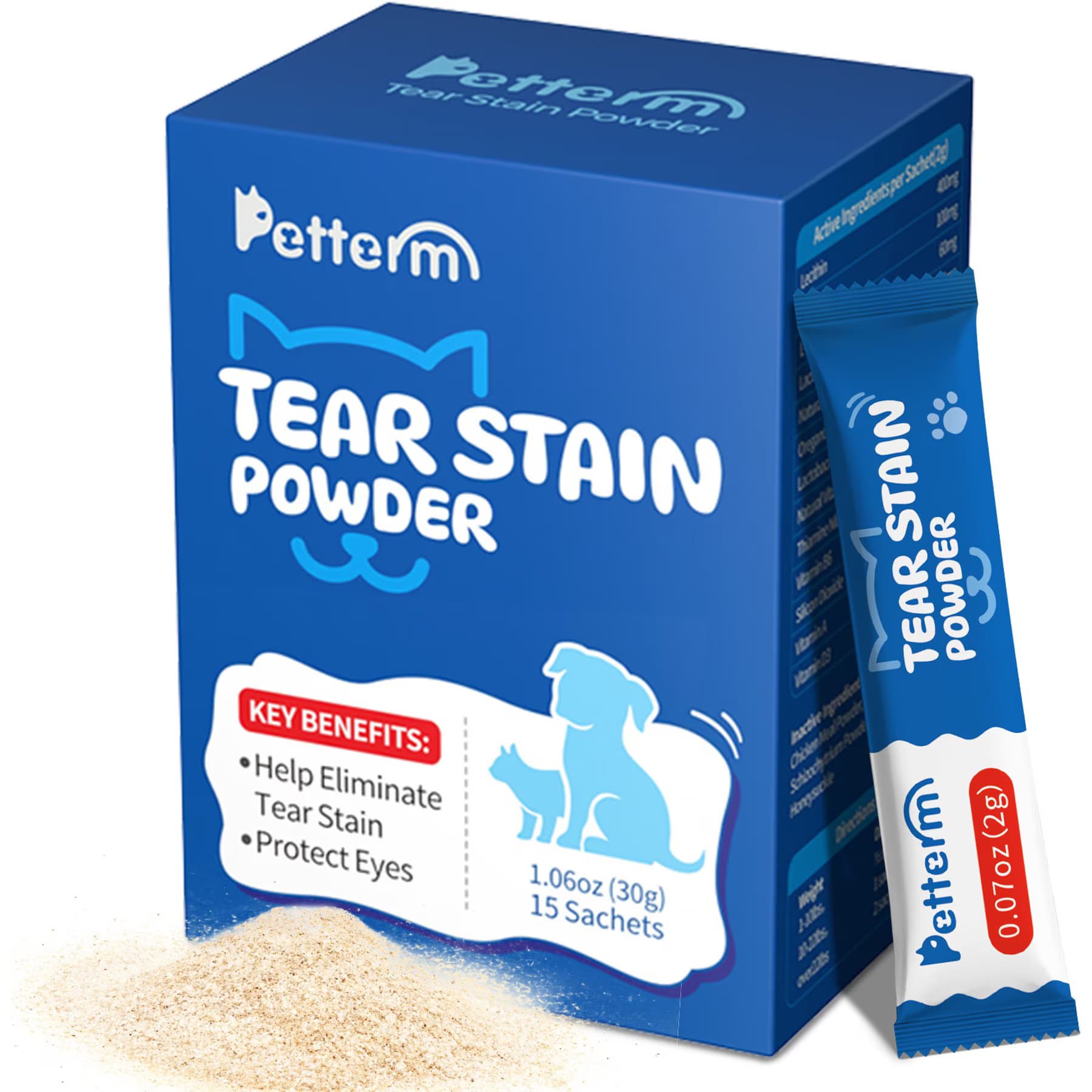 Petterm Petterm Tear Stain Remover Chicken Flavored Powder Vision Supplement for Dogs & Cats