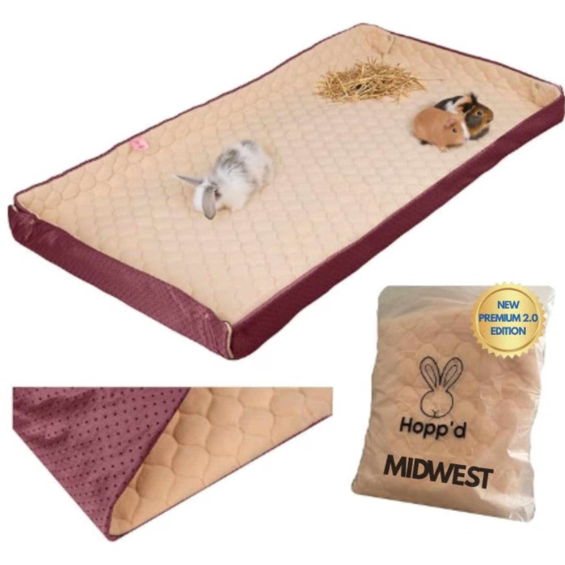 Hoppd HutchLiner 2.0 New Premium Edition Smallpet Bedding, Cranberry, Midwest: 47 x 24-in — view 2