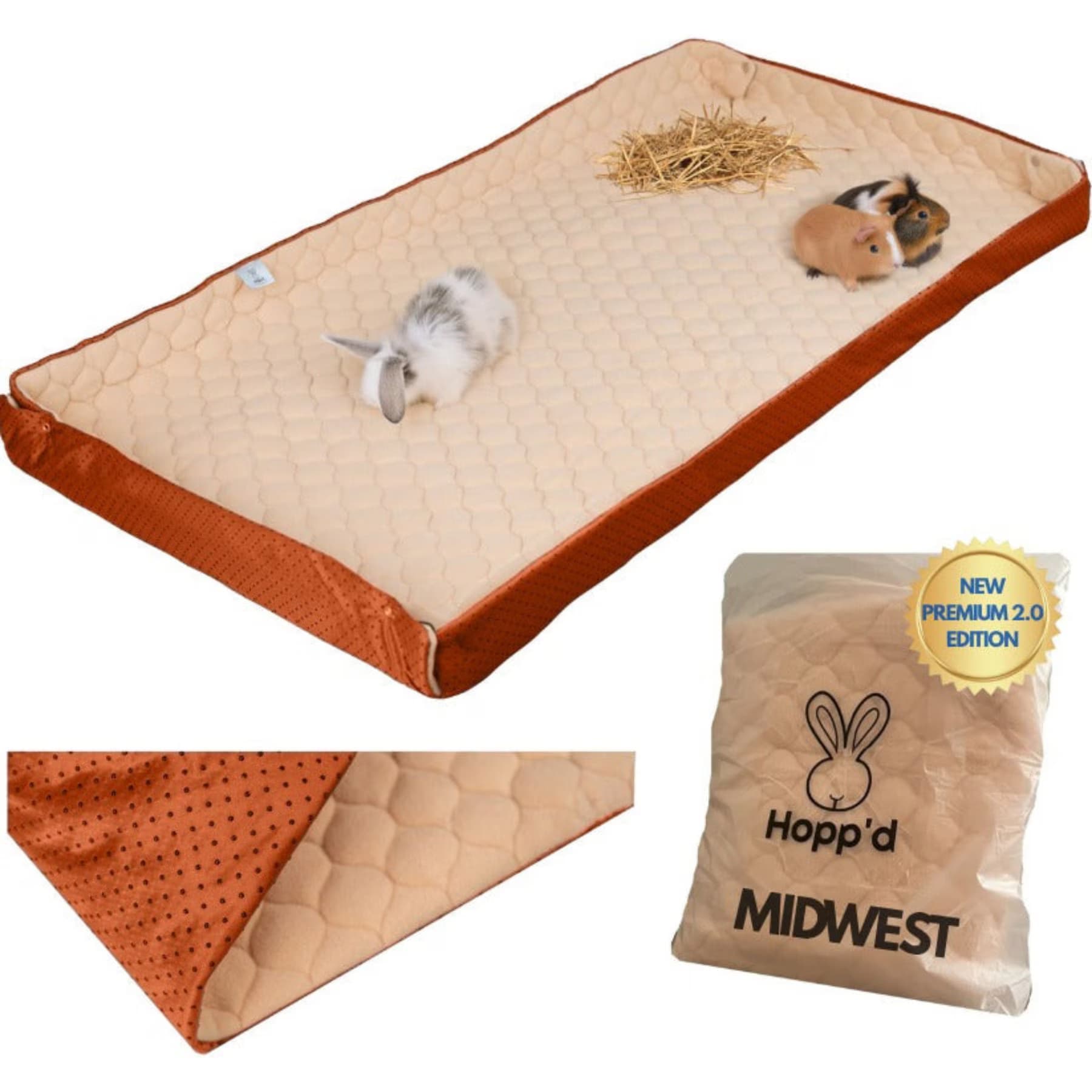 Hoppd Hoppd HutchLiner 2.0 New Premium Edition Smallpet Bedding, Pumpkin Spice, Midwest: 47 x 24-in