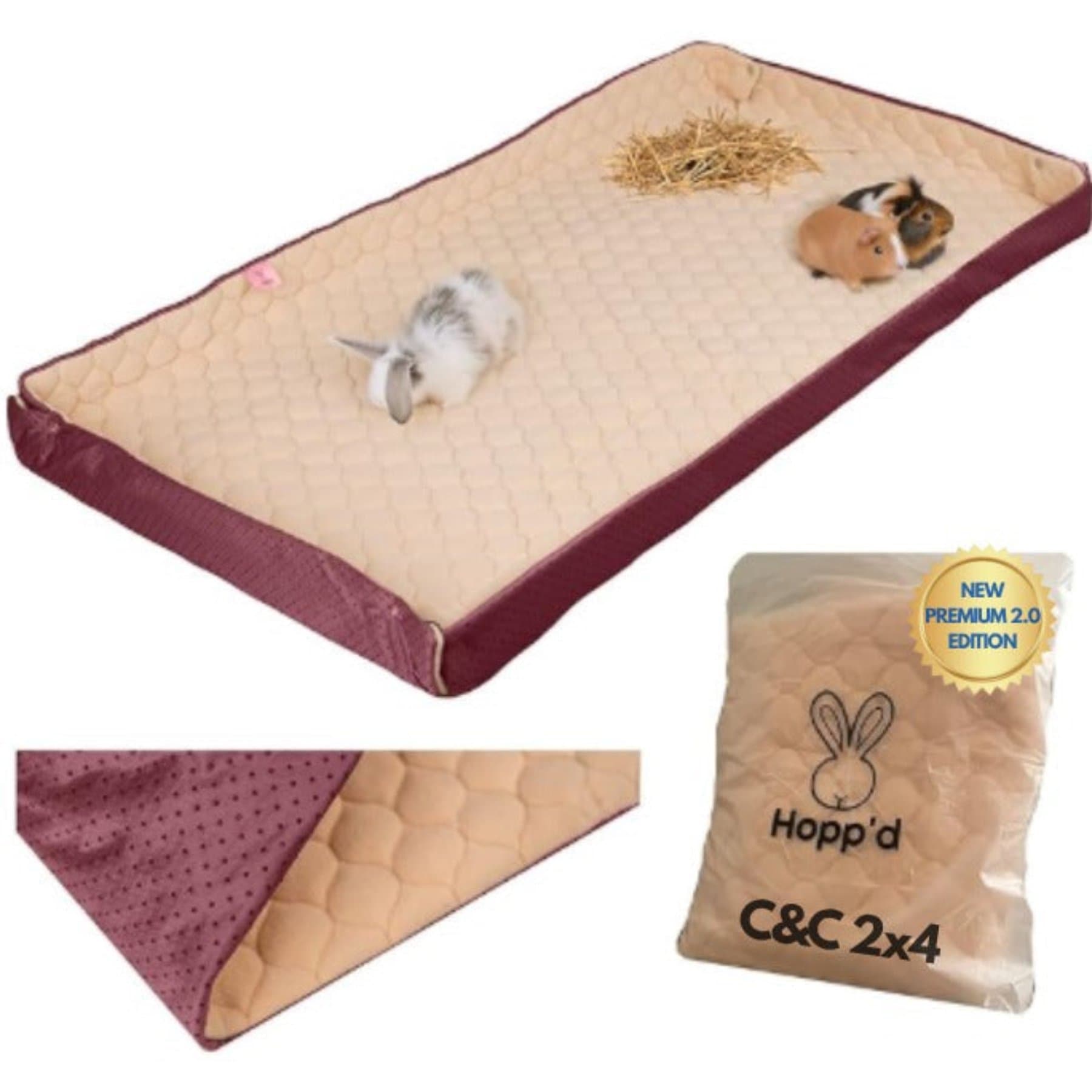 Hoppd Hoppd HutchLiner 2.0 New Premium Edition Smallpet Bedding, Cranberry, Midwest: 47 x 24-in