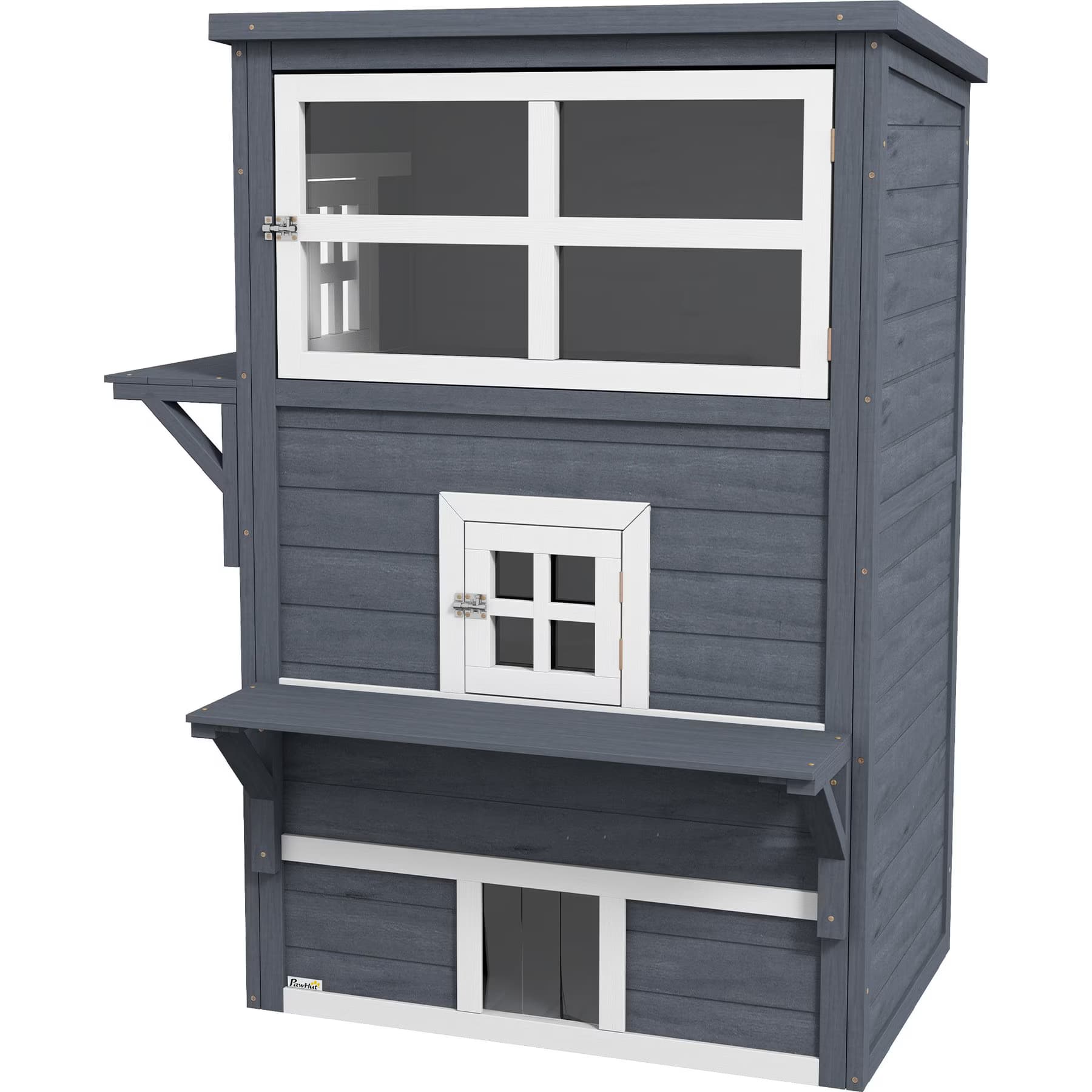 Zeus & Ruta Zeus & Ruta 3-Story Raised Floor & Ashpalt Roof Cat House, Dark Gray