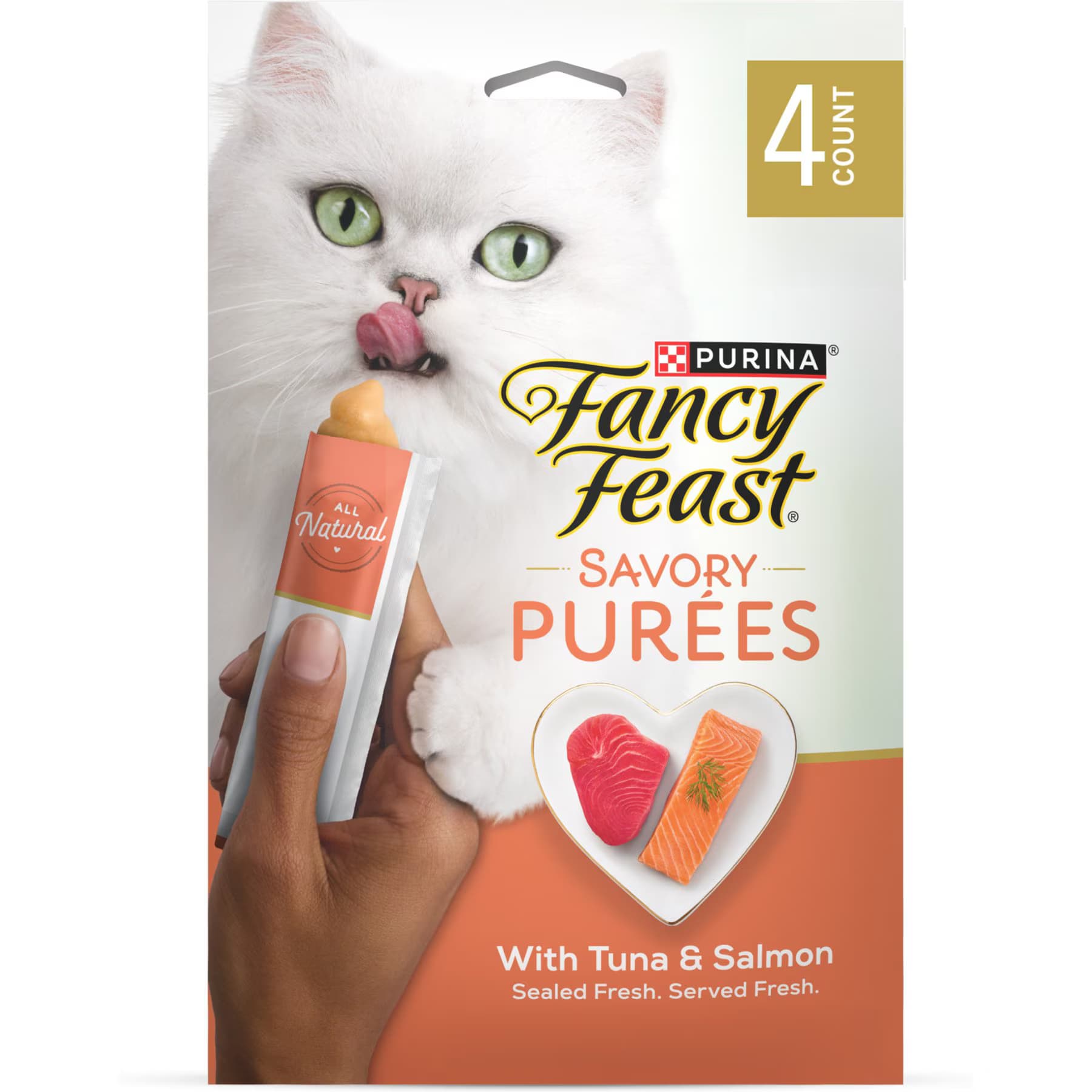 Fancy Feast Savory Puree Naturals Salmon & Tuna Flavored in a Demi-Glace Squeezable Lickable Adult Cat Treats — view 2