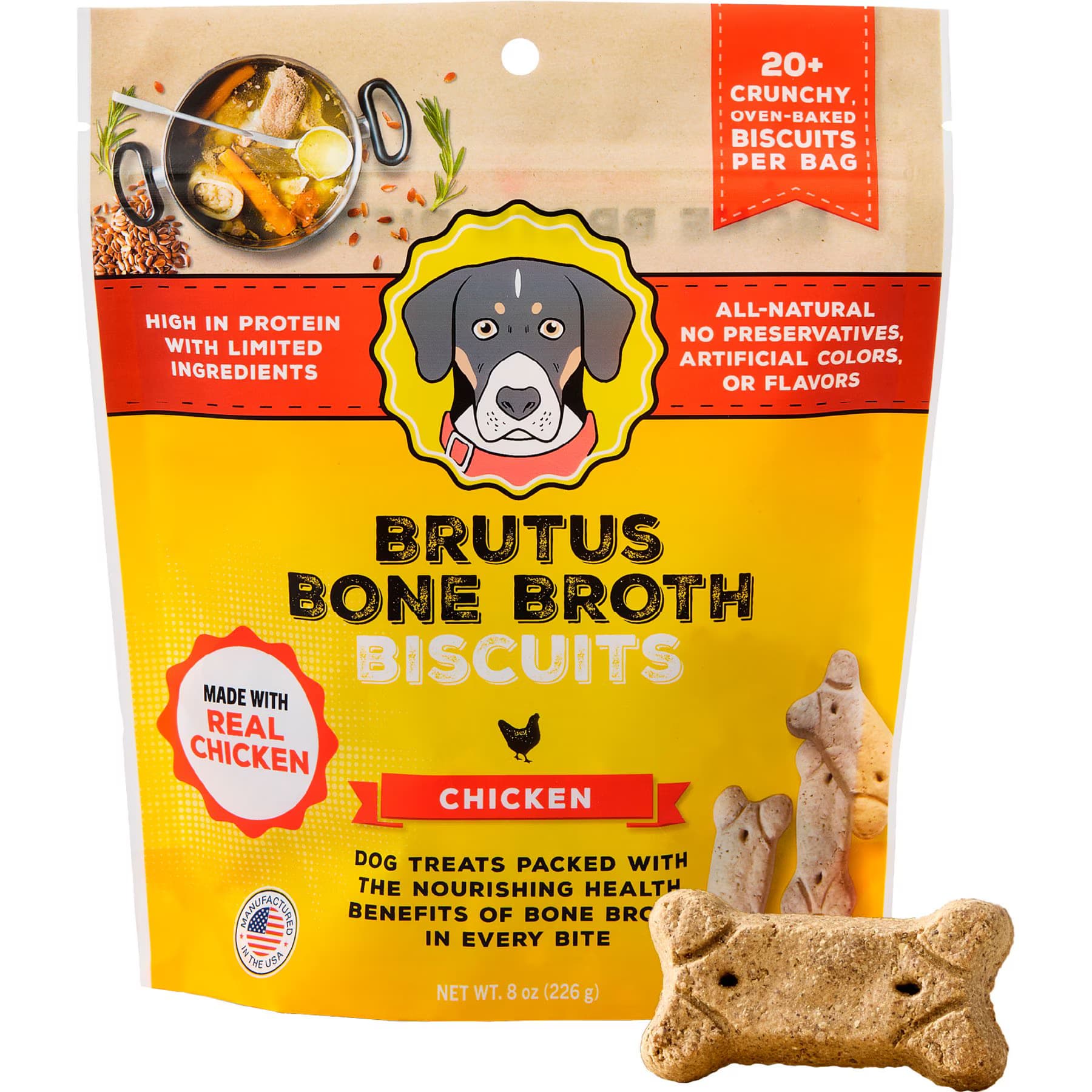 Brutus Broth Brutus Broth Bone Broth Chicken Biscuits Natural Limited Ingredient Crunchy Dog Treats
