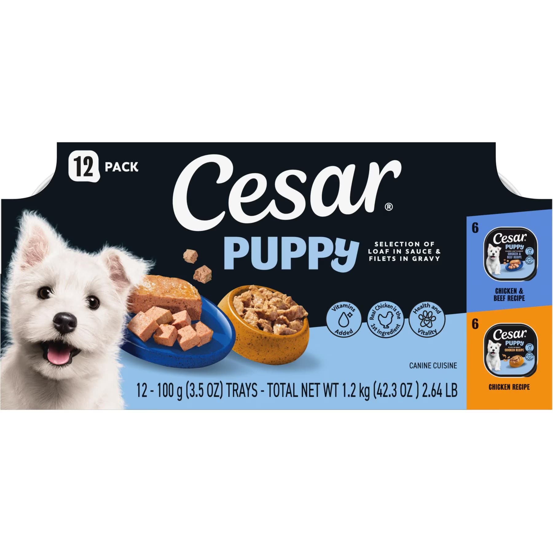 Cesar Cesar Puppy Chicken Variety Pack Variety Pack: Chicken, Chicken & Beef Wet Dog Food