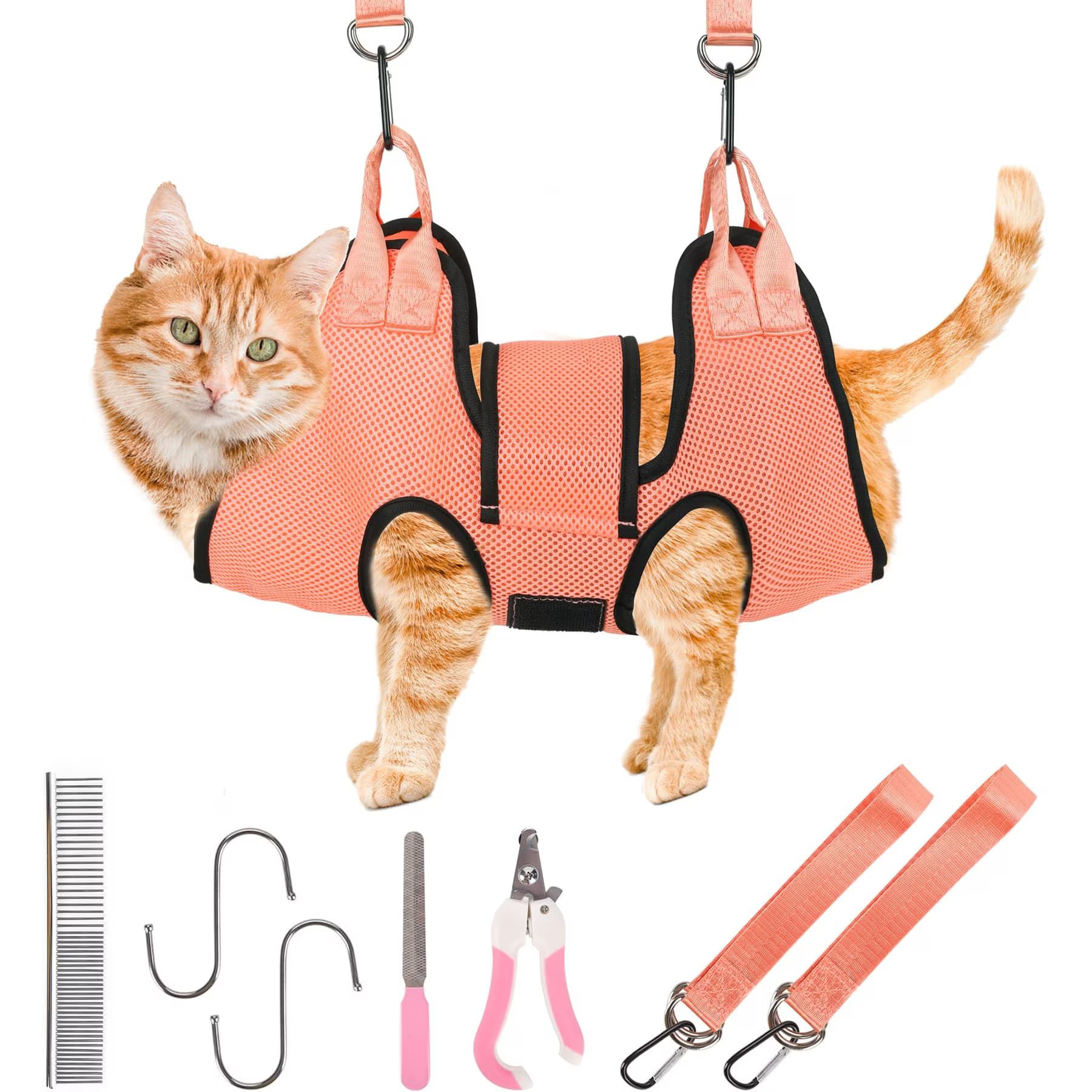 PatiencET PatiencET Cat Grooming Hammock Pet Hanging Harness for Nail Trimming & Clipping for Cats & Small Dogs, X-Small, Orange
