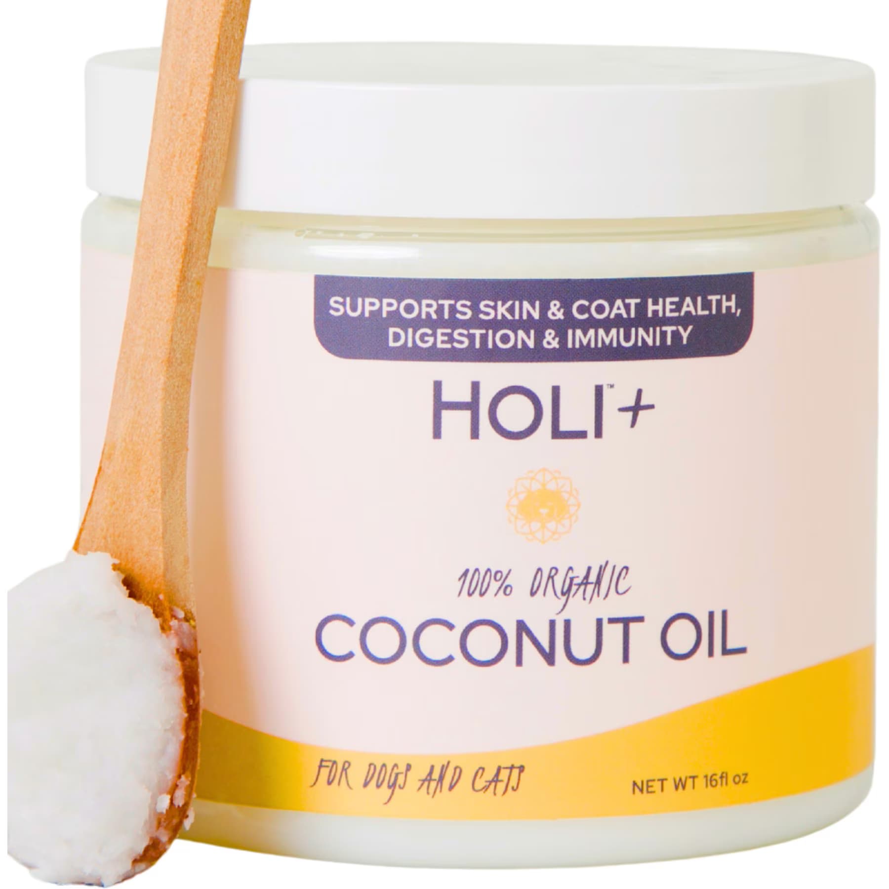 HOLI HOLI Organic Virgin Cold-Pressed Coconut Oil Skin & Coat Supplement for Dogs, 16-fl oz bottle