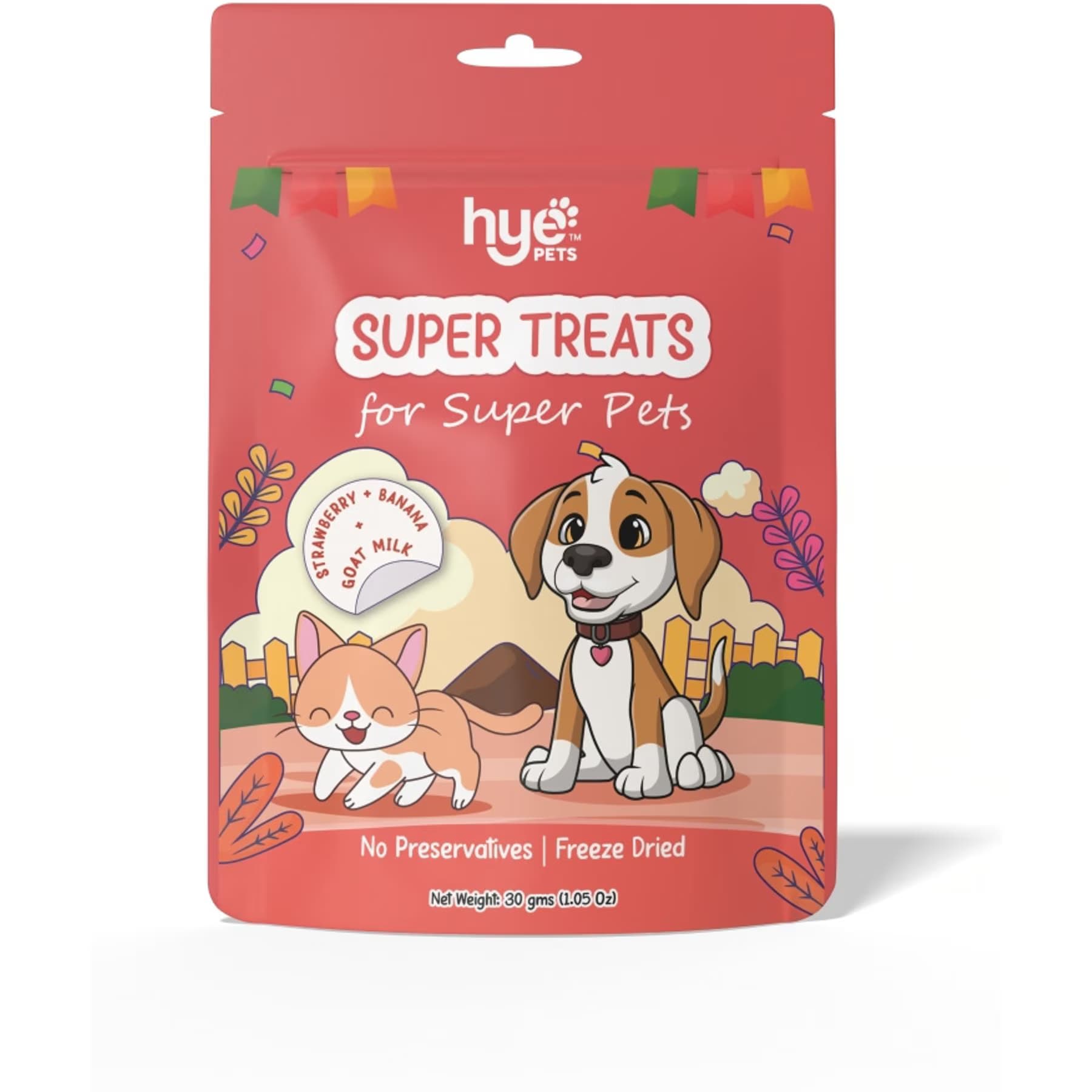 HYE Pets HYE Pets Super Treats for Super Pets Goat Milk, Strawberry, & Banana Freeze-Dried Dog Food, 1.05-oz