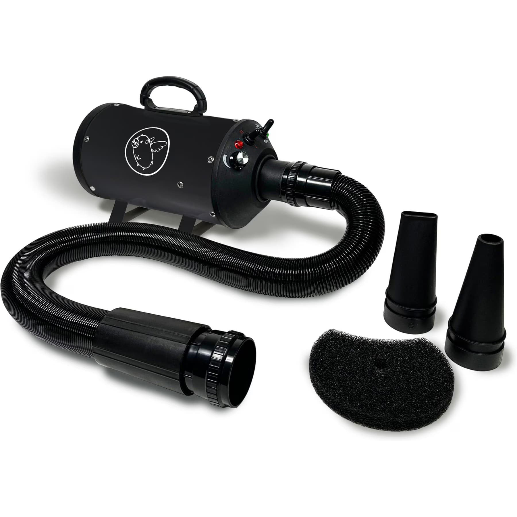 Flying Pig Grooming Flying Pig Grooming One High Velocity Dog Grooming Dryer, Black/White Logo