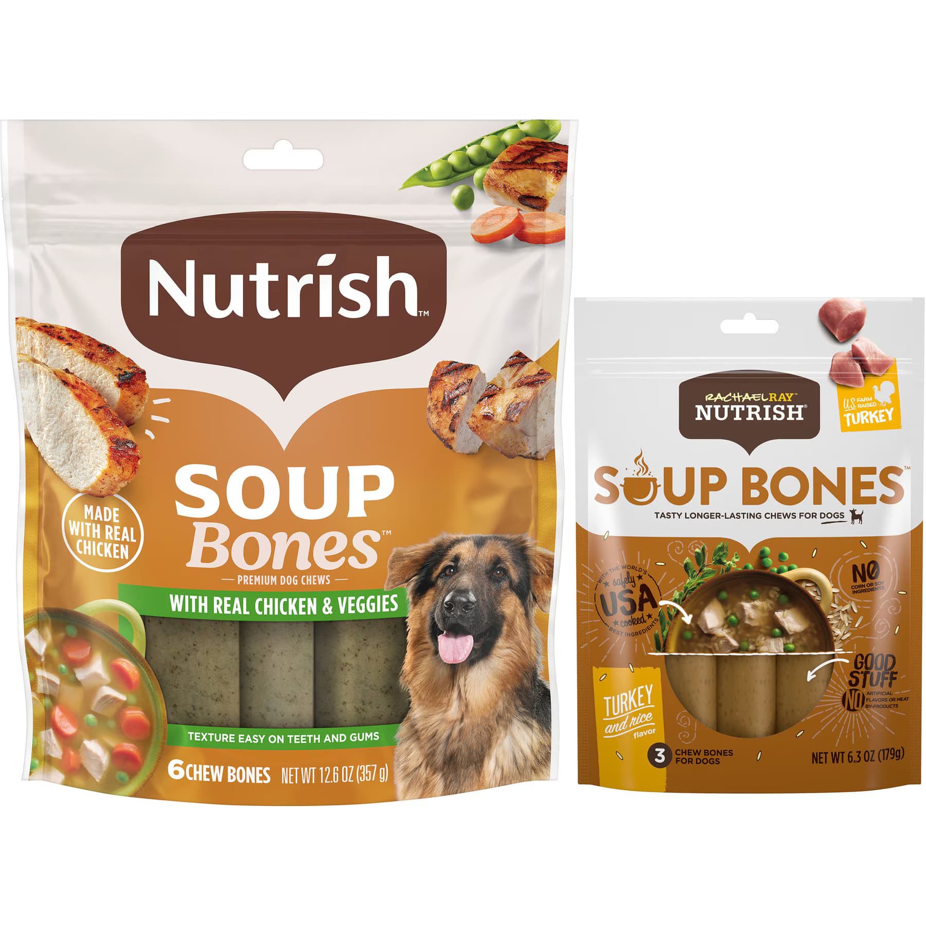 Rachael Ray Nutrish Rachael Ray Nutrish Soup Bones Turkey & Rice Flavor + Chicken & Veggies Flavor Dog Treats