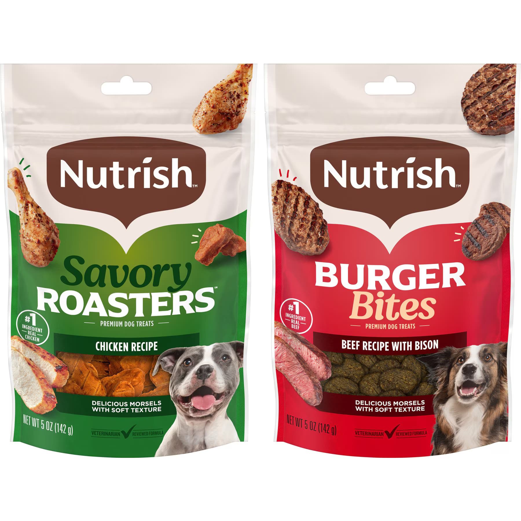 Rachael Ray Nutrish Rachael Ray Nutrish Savory Roasters Roasted Chicken + Burger Bites, Beef Burger with Bison Dog Treats