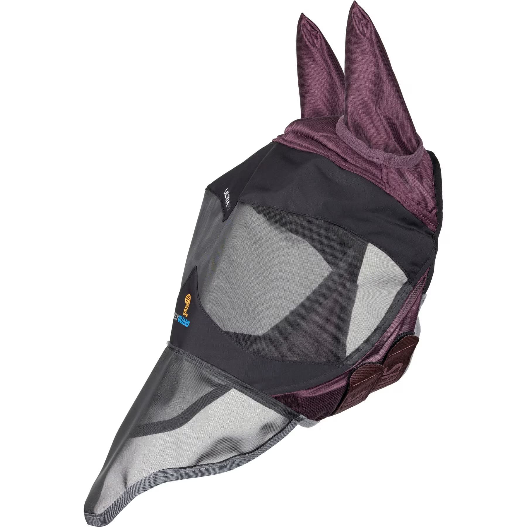 Shires Equestrian Products Shires Equestrian Products FlyGuard Pro Deluxe Horse Fly Mask with Ears & Nose, Black Cherry, X-Large Full