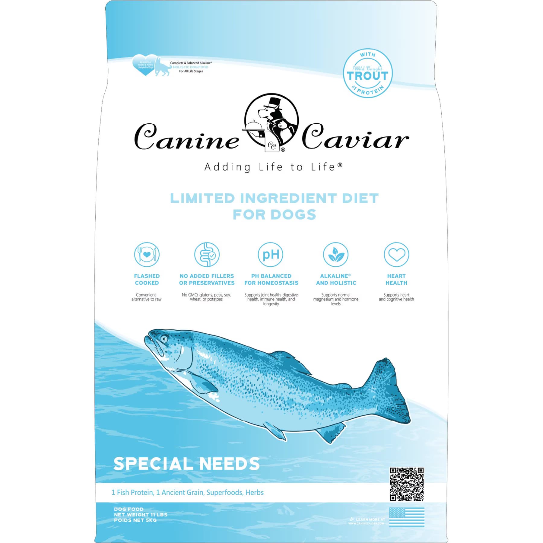 Canine Caviar Canine Caviar Special Needs Trout Limited Ingredient Alkaline Entrée Non-GMO Salmon Dry Dog Food