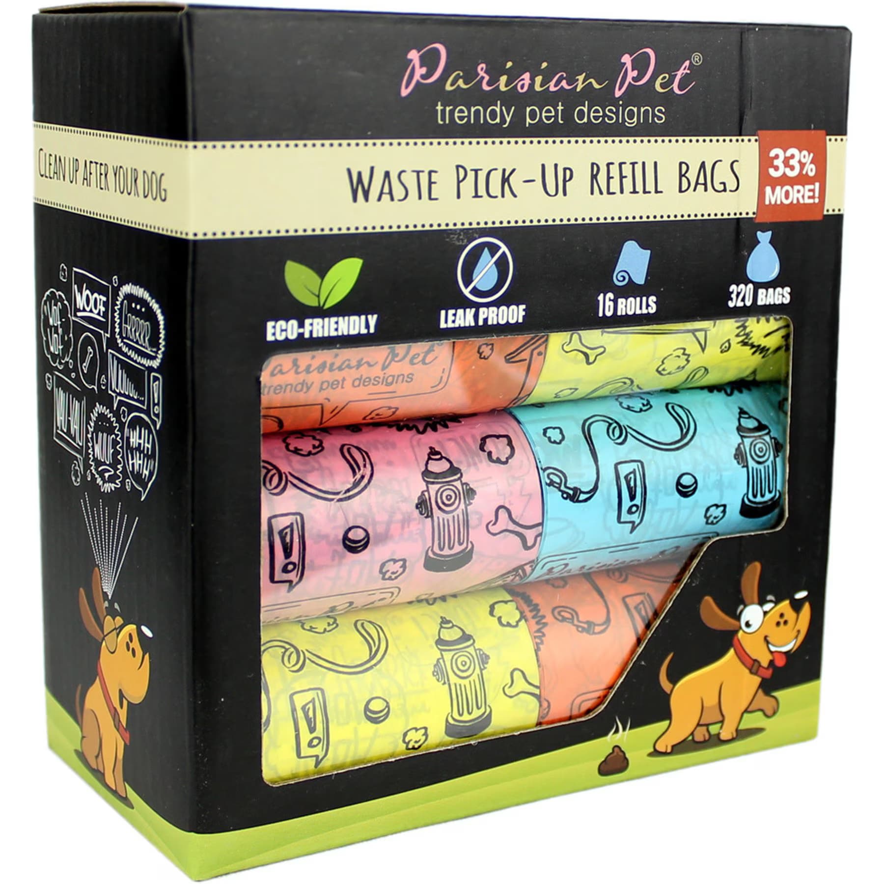 Parisian Pet Parisian Pet Shoutout Waste Bags Eco-Friendly Leak-Proof Black Poop Bag for Dogs