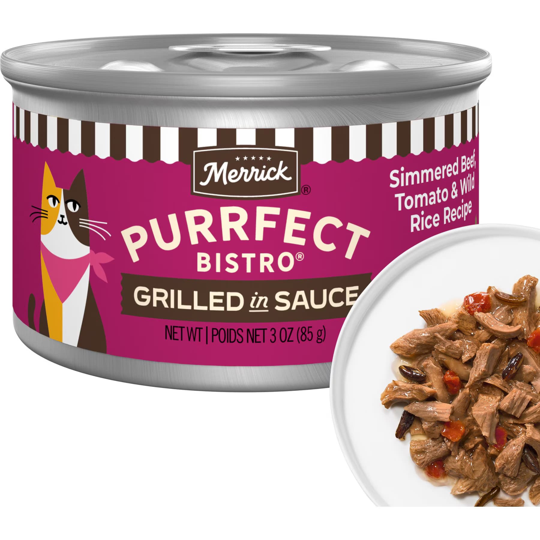 Merrick Merrick Purrfect Bistro Simmered Beef, Tomato & Wild Rice Recipe Grilled Wet Cat Food