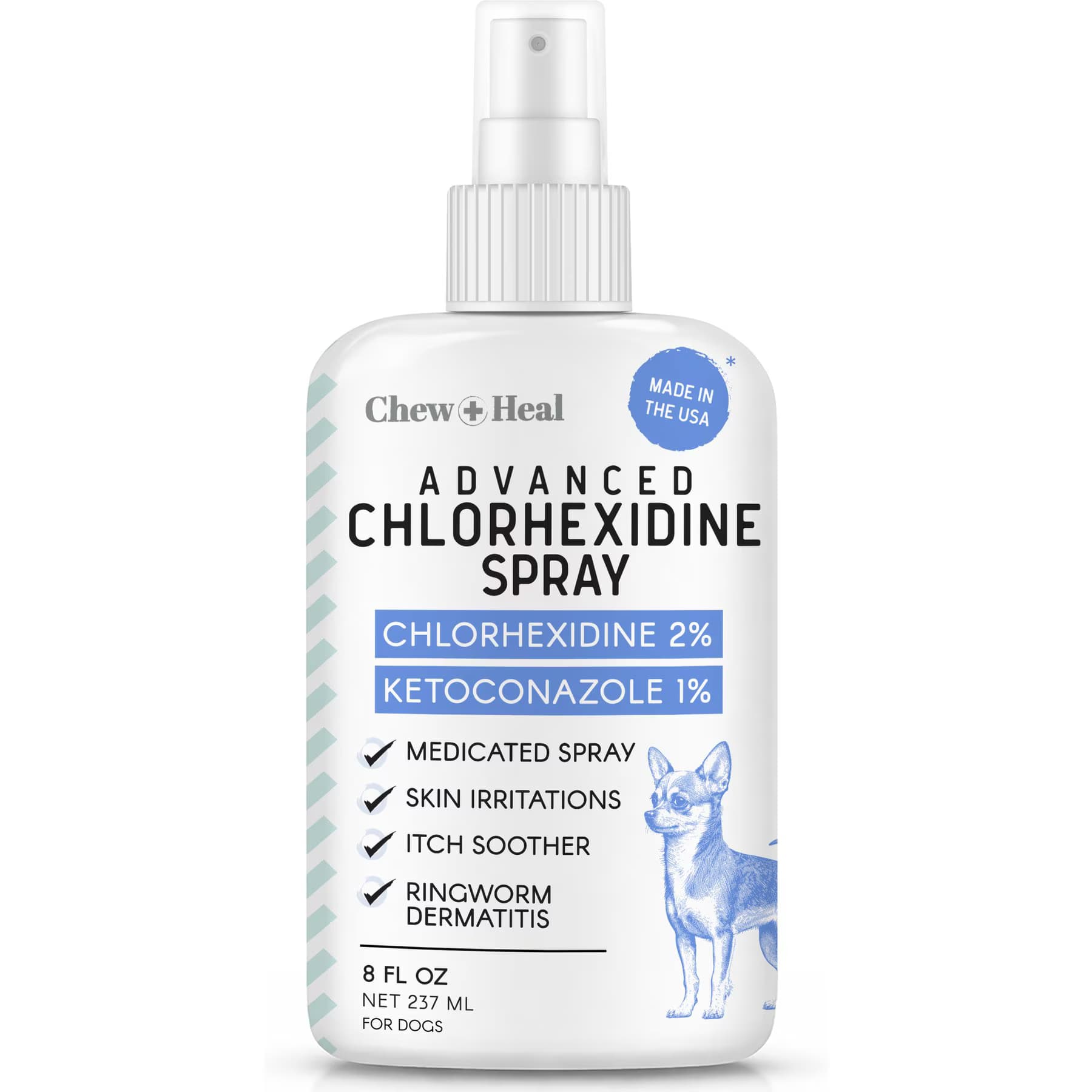 Chew + Heal Chew + Heal Advanced Chlorhexidine Medicated Wound Care Spray for Dogs, 8-fl oz bottle