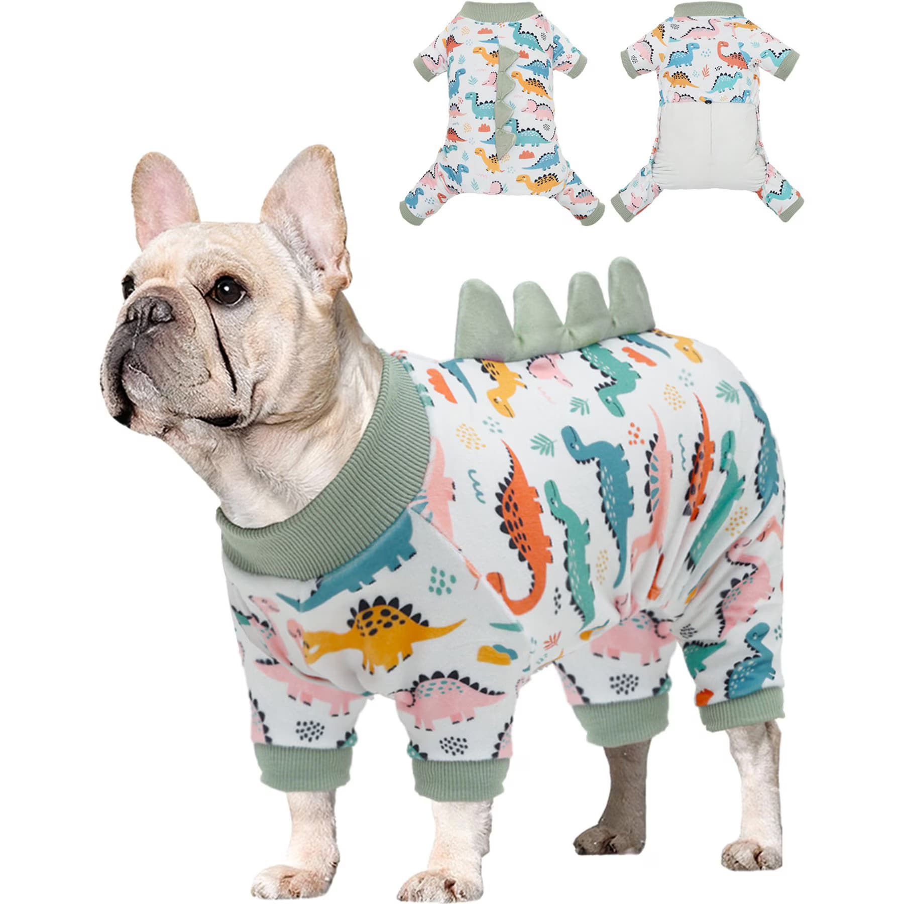 CuteBone CuteBone Dino Small Dog Pajamas, Grey/Pink, X-Small