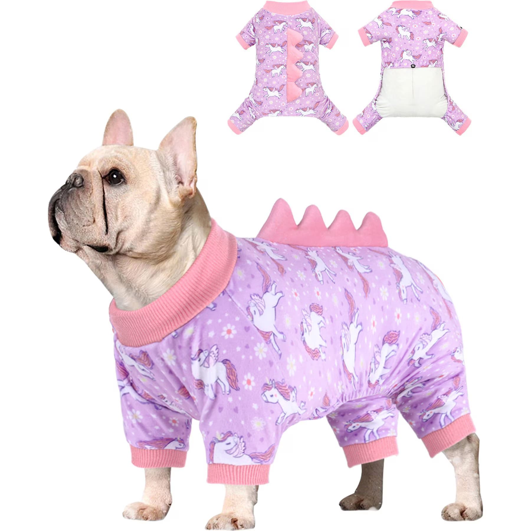 CuteBone CuteBone Dino Small Dog Pajamas, Pink Unicorn, X-Small