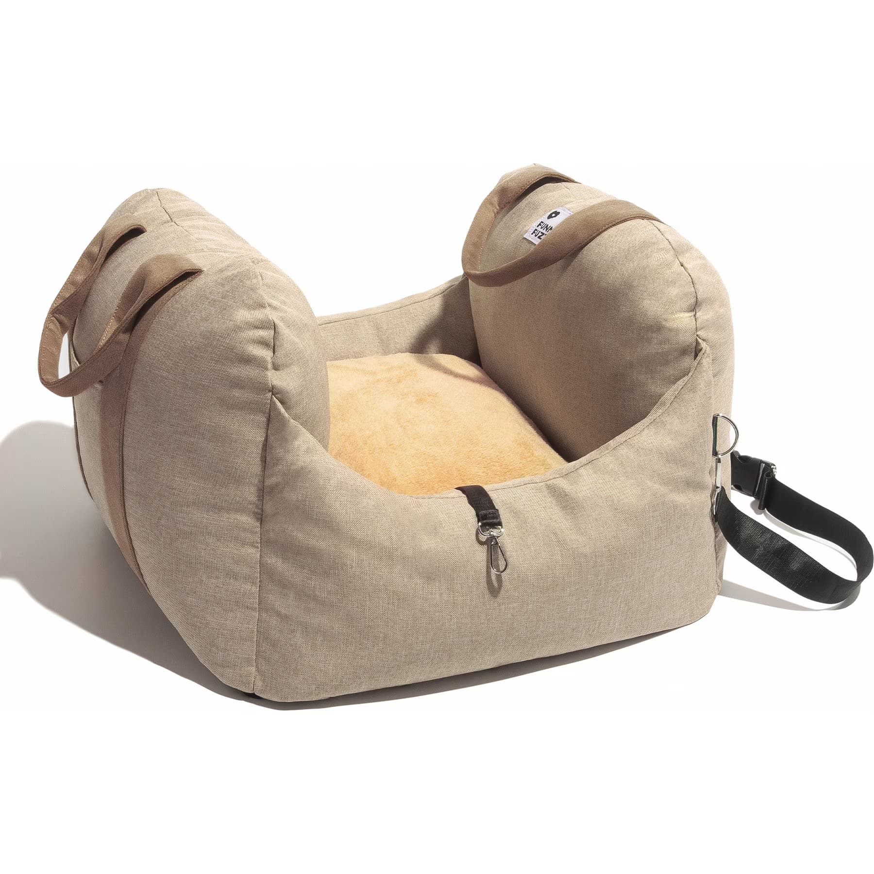 FunnyFuzzy FunnyFuzzy First Class Car Seat Travel Dog Bed, Khaki, Single