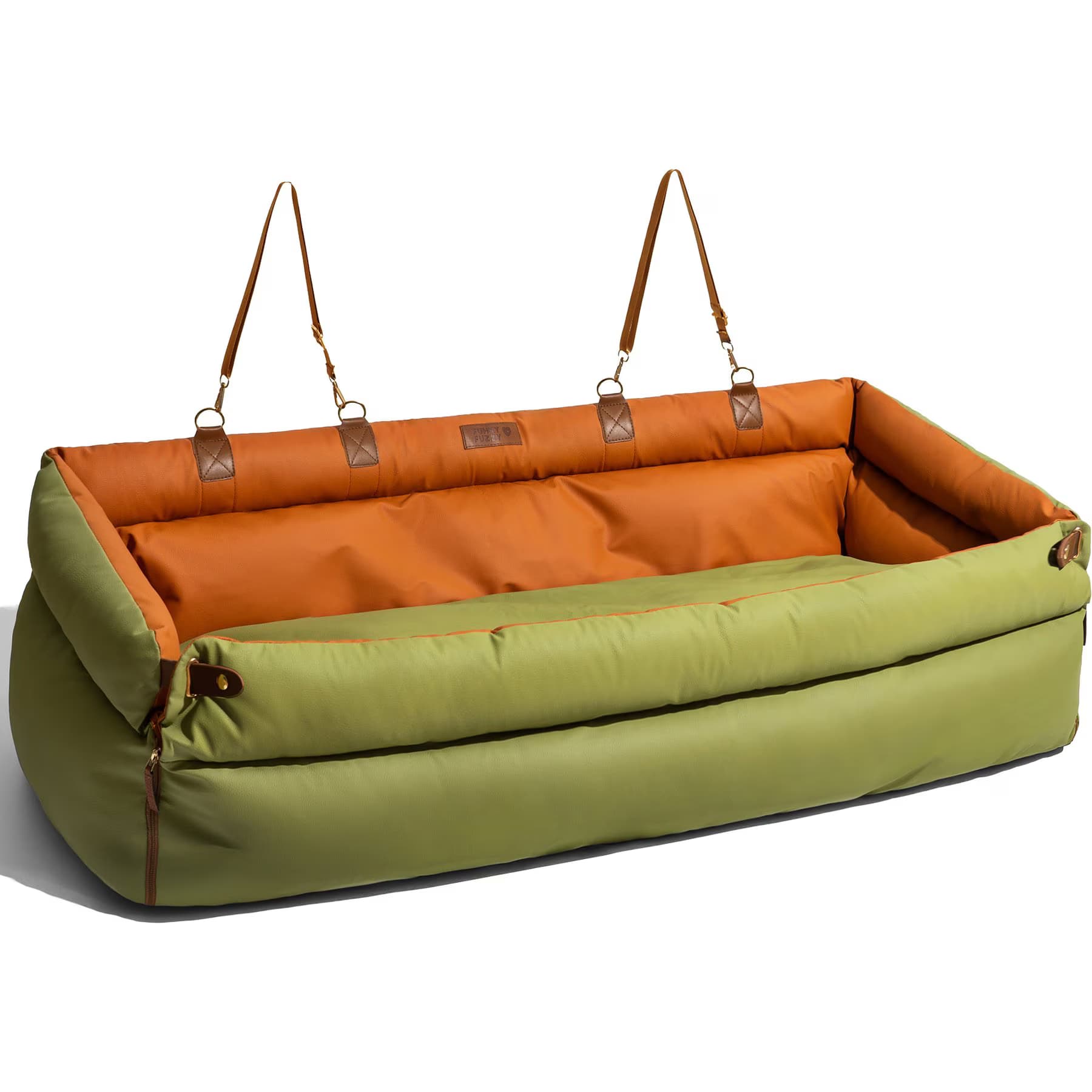 FunnyFuzzy FunnyFuzzy Urban Voyager Car Booster Seat Travel Dog Bed, Orange Green, Standard