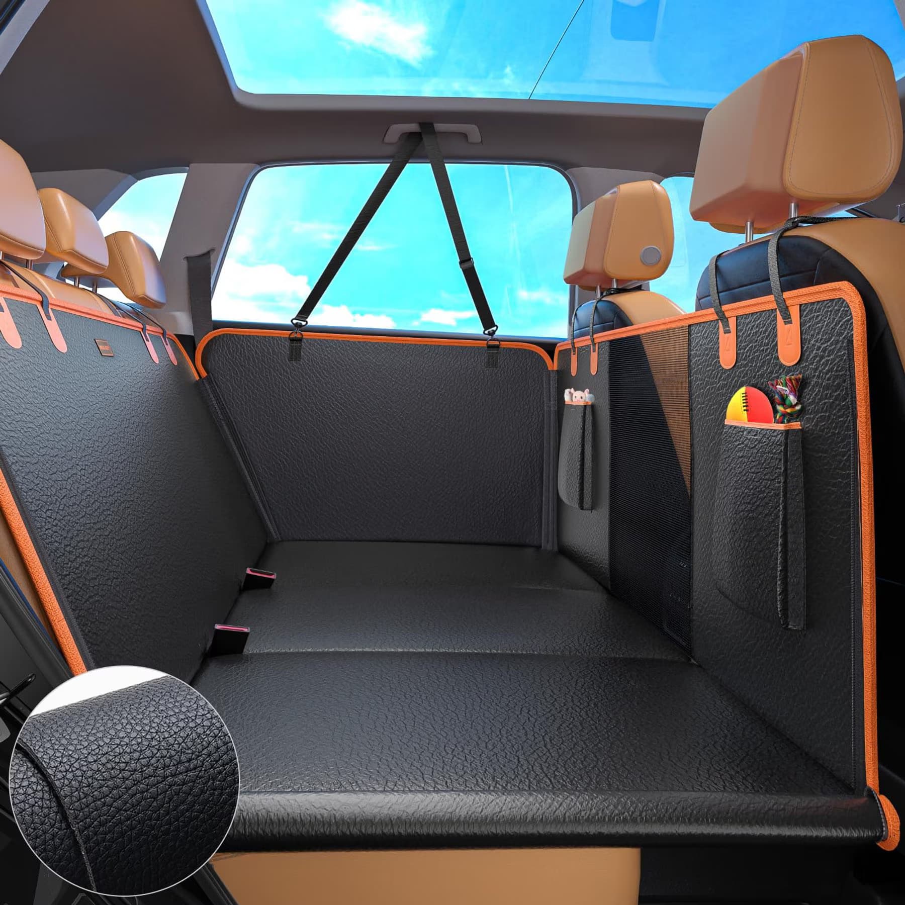 JOEJOY JOEJOY Waterproof SUV Back Seat Hammock Dog Car Seat Cover, Black