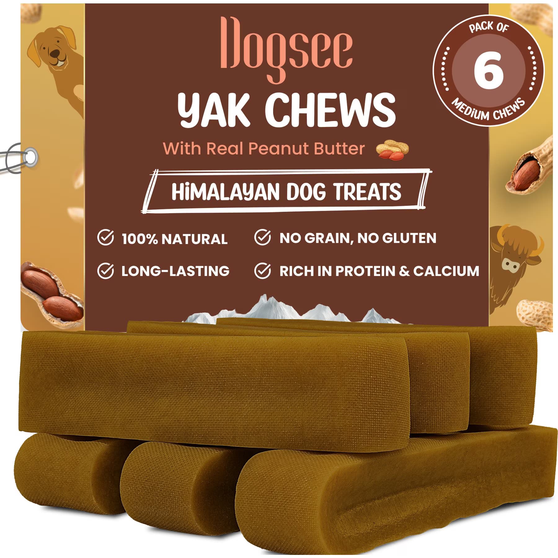 Dogsee Dogsee Peanut Butter Flavor Himalayan Yak Cheese Dental Dog Chews