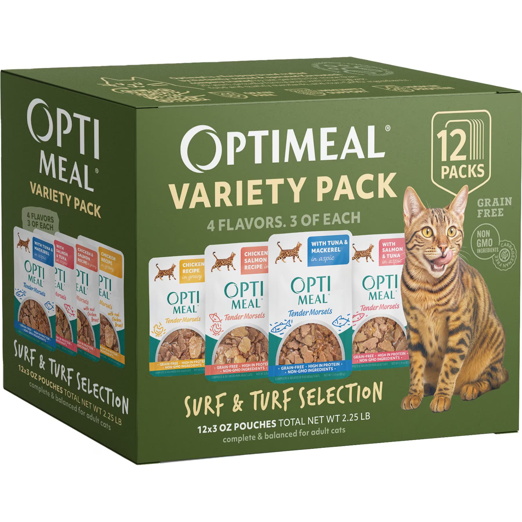 Optimeal Optimeal Grain-Free Variety Pack Surf & Turf Selection Chicken, Salmon, Tuna & Mackerel Wet Cat Food