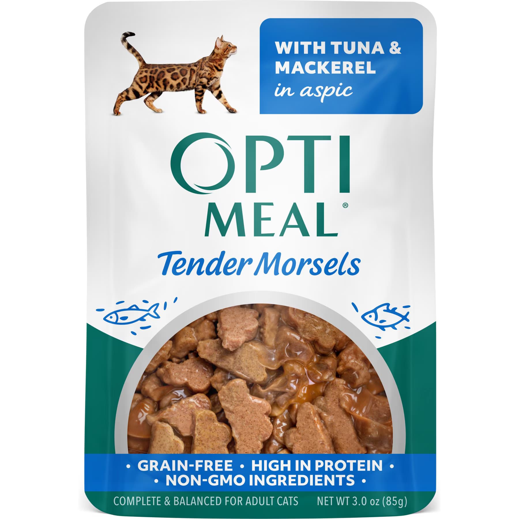 Optimeal Optimeal Grain-Free Tender Morsels with Tuna & Mackerel in Aspic Adult WetCat Food