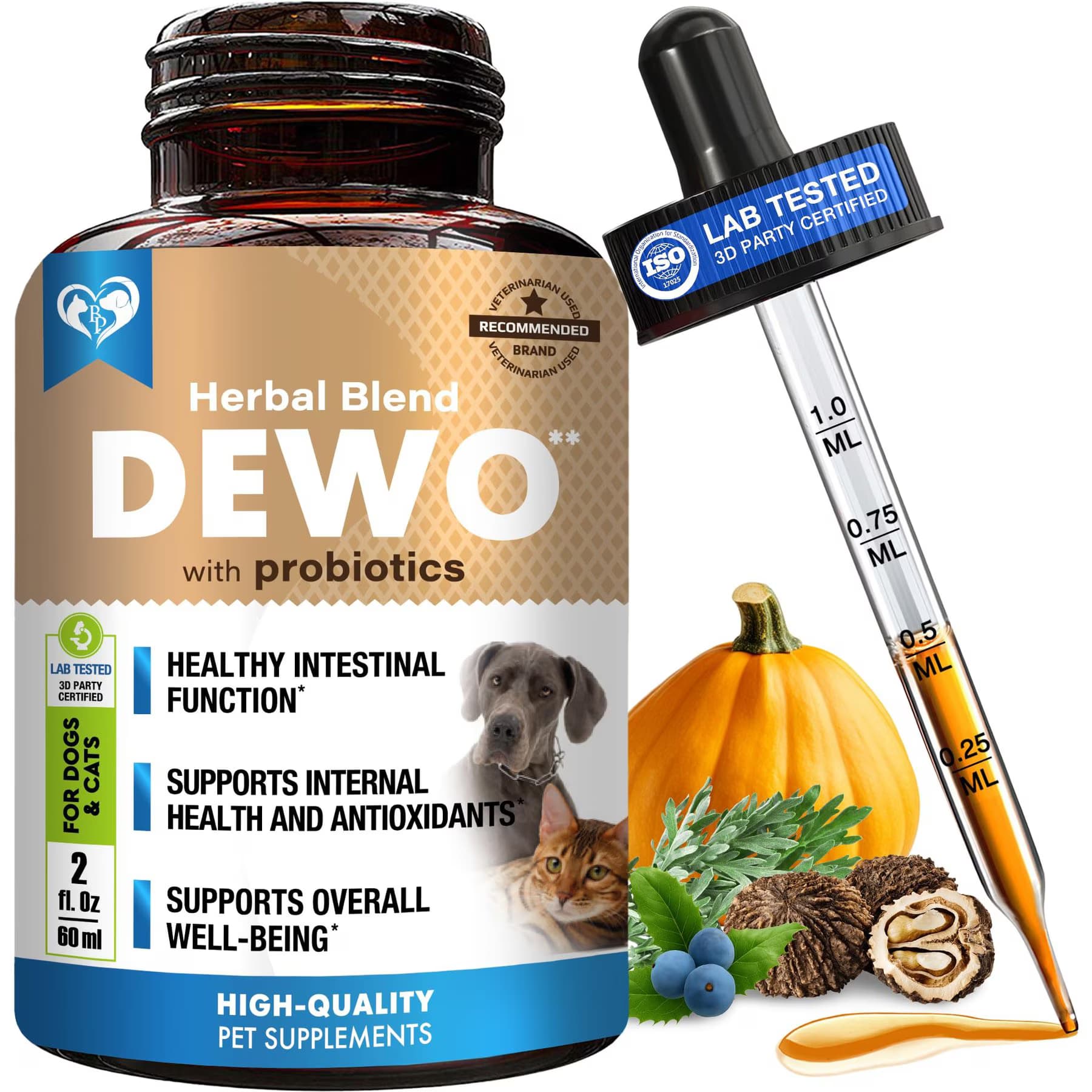 Beloved Pets Beloved Pets DEWO Anti-Parasitic Liquid Digestive Aid for Dogs & Cats, 2-fl oz bottle