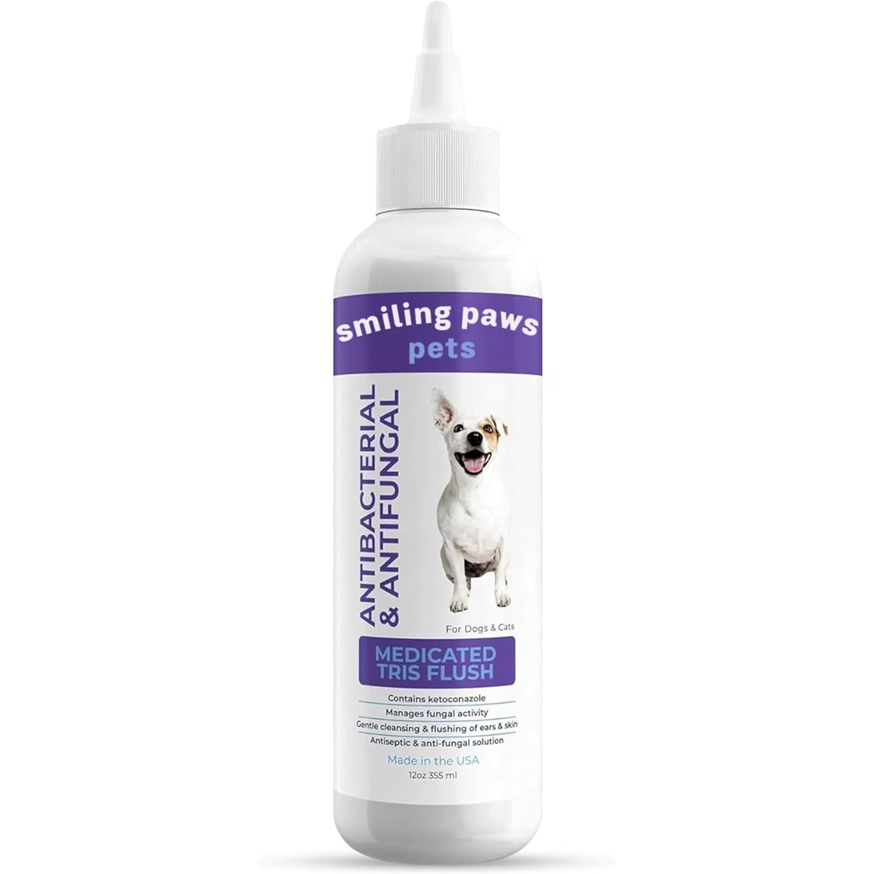 Smiling Paws Pets Smiling Paws Pets Medicated Tris Flush Dog Ear Cleaner Solution & Infection Treatment, 12-fl oz bottle