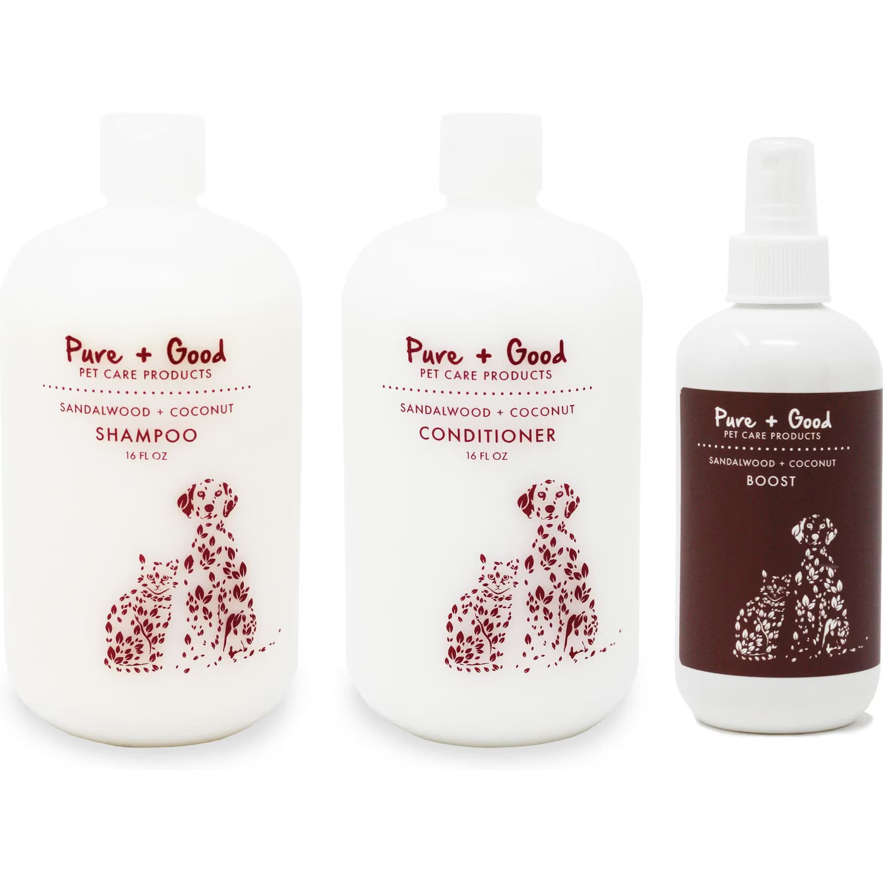 Pure + Good Pure + Good Sandalwood + Coconut Bundle Dog Shampoo, Conditioner & Grooming Spray, 16 & 8-fl oz bottles